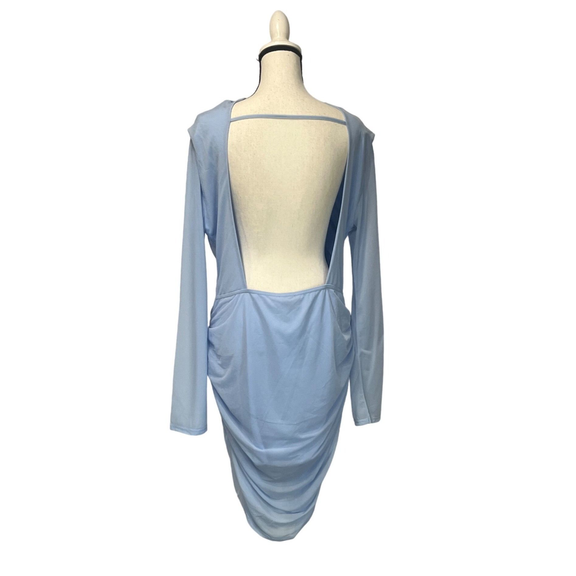 Other ASOS DESIGN high neck ruched mesh mini dress in blue, Sz. 14 Size XL / US 12-14 / IT 48-50 - 7 Thumbnail