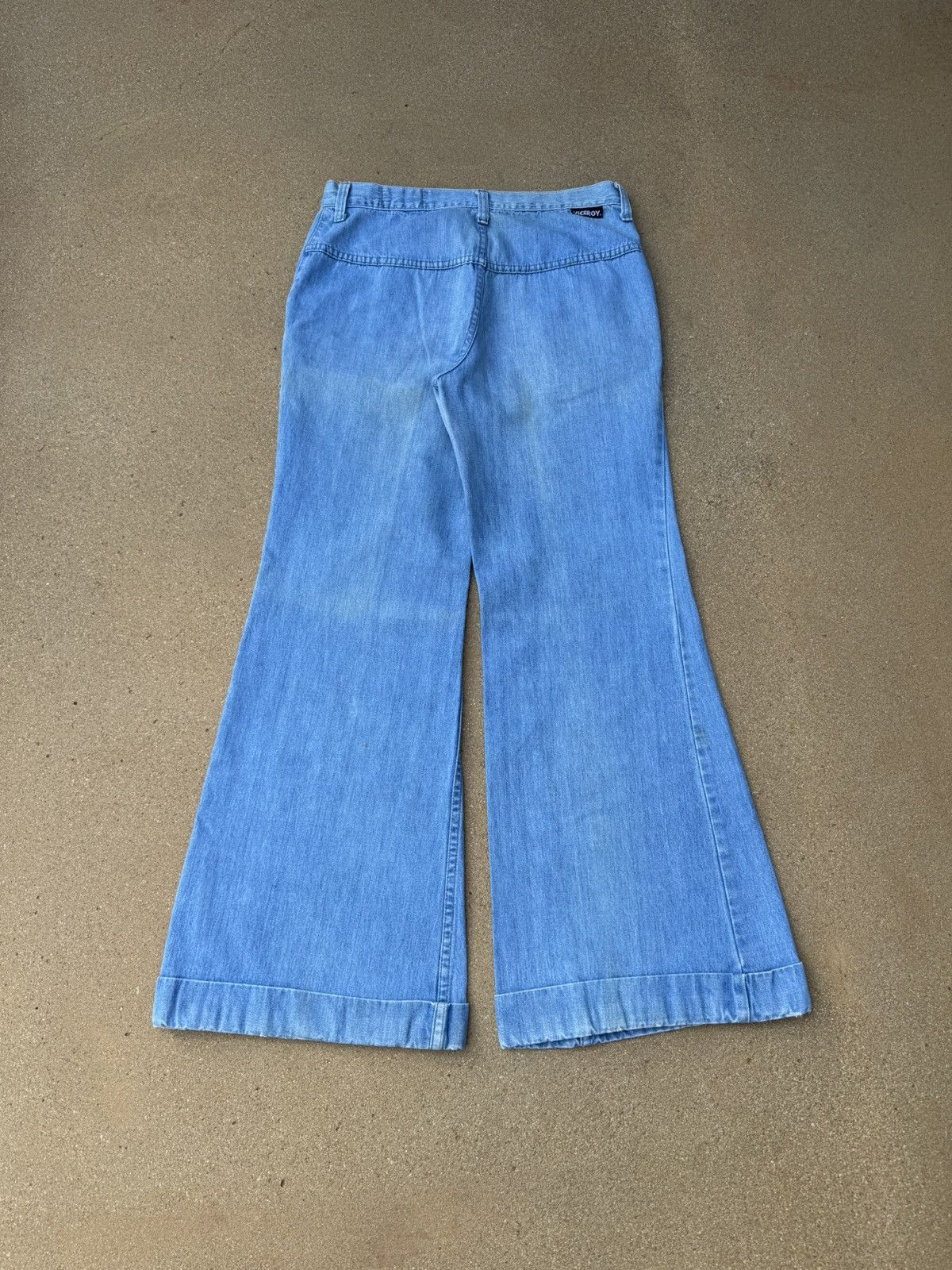 Vintage Vtg 70’s Viceroy Faded Bellbottom Flare Hippie Pants 31x29 Size 31" - 2 Thumbnail