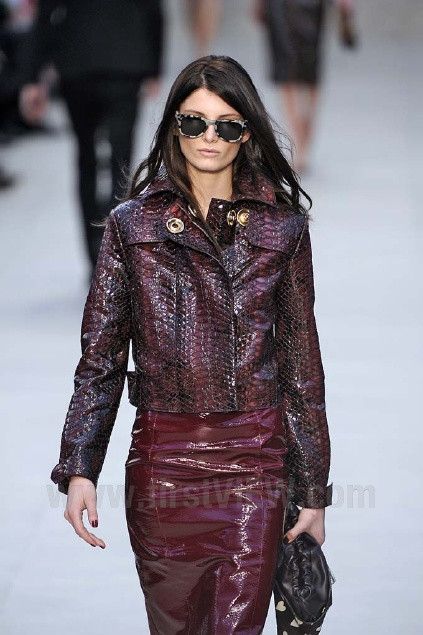 Burberry Prorsum F/W 2013 RUNWAY PYTHON EMBOSSED GOATSKIN LEATHER JACKET Size XS / US 0-2 / IT 36-38 - 1 Thumbnail