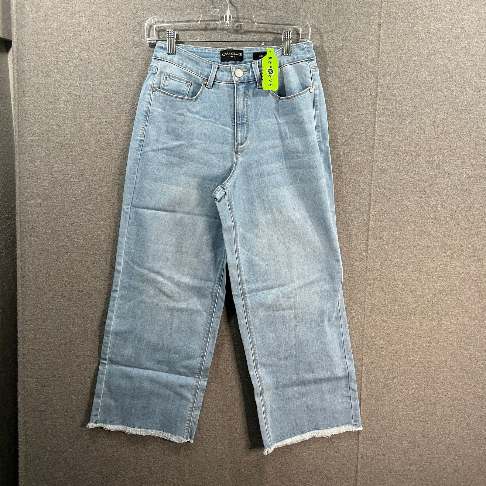 Other Susan Graver Regular Wide Leg Crop Jean with Frayed Hem Ligh Size 28" / US 6 / IT 42 - 1 Thumbnail