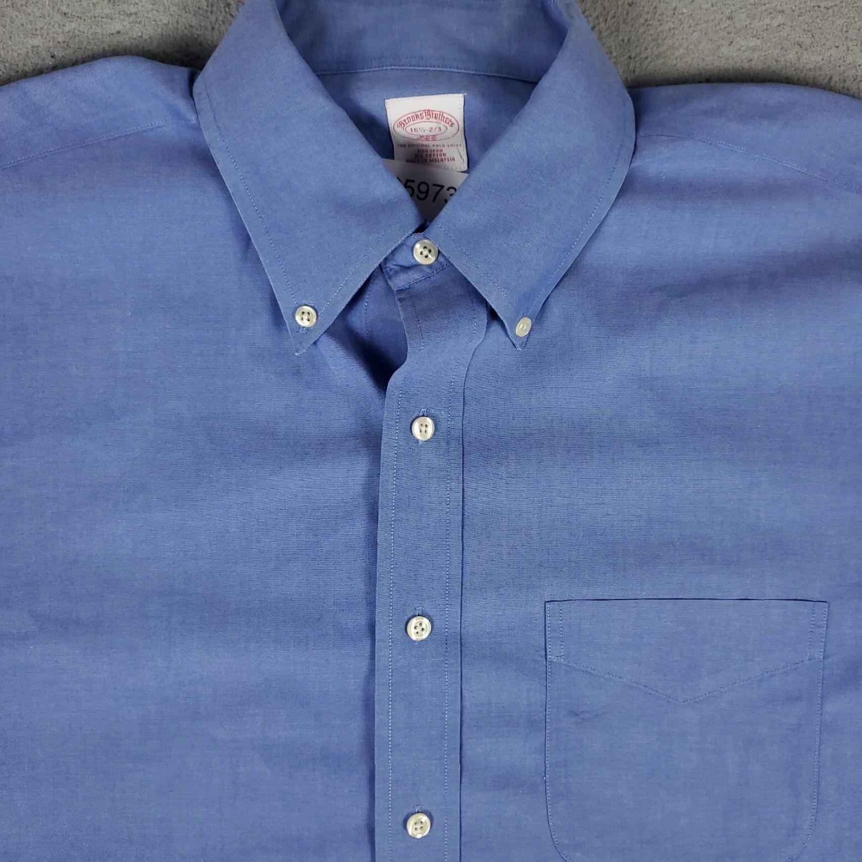 Brooks Brothers VINTAGE Brooks Brothers Shirt Mens 16.5 Blue Dress Shirt Regular Long Sleeve Non-Iron, Button-Down Collar, Classic American Style Mens Size 42R - 2 Thumbnail
