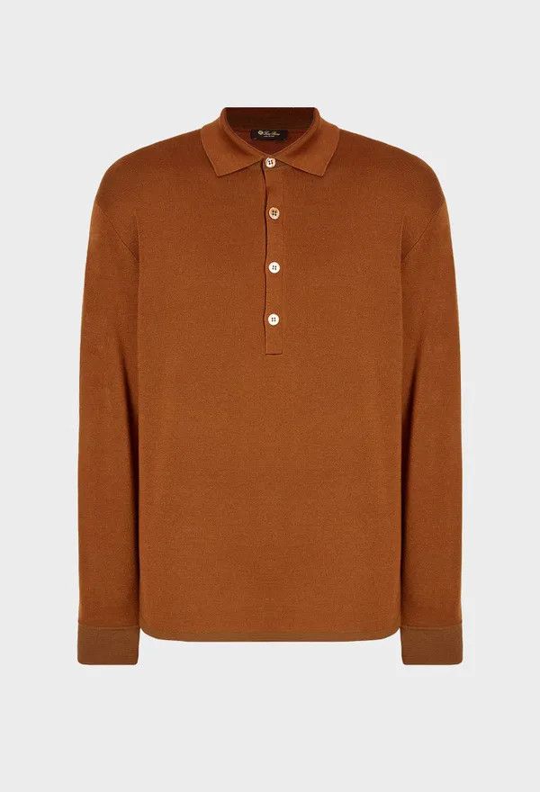 image of Loro Piana O1Srvl11E0424 Diveria Polo Shirt In Brown, Men's (Size Medium)
