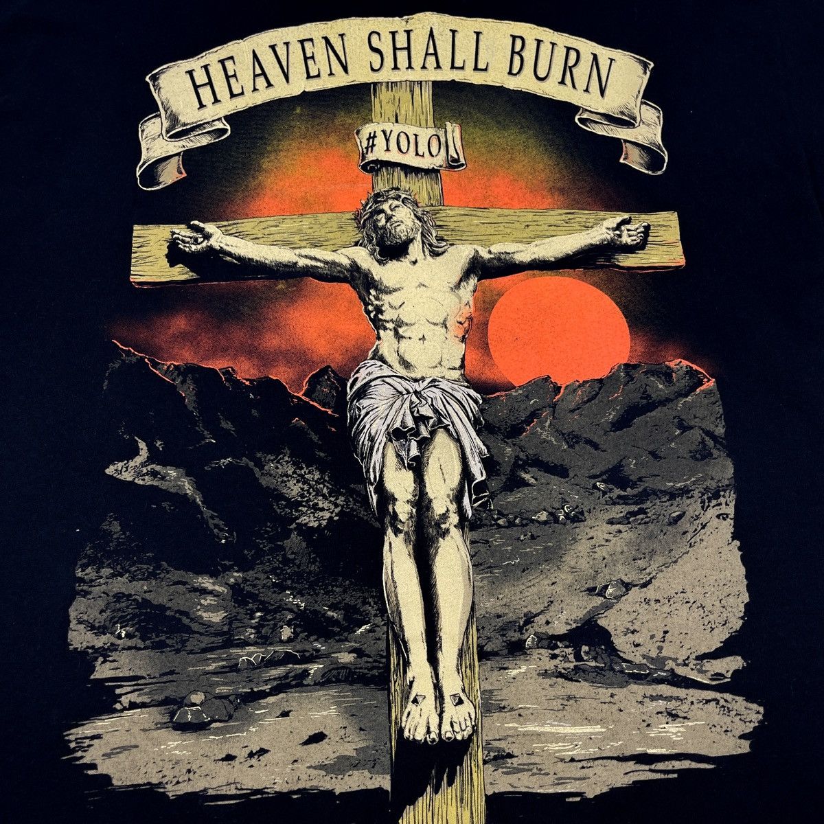 Band Tees Heaven Shall Burn Jesus Crucifix Yolo Black T-Shirt Size US XL / EU 56 / 4 - 4 Thumbnail