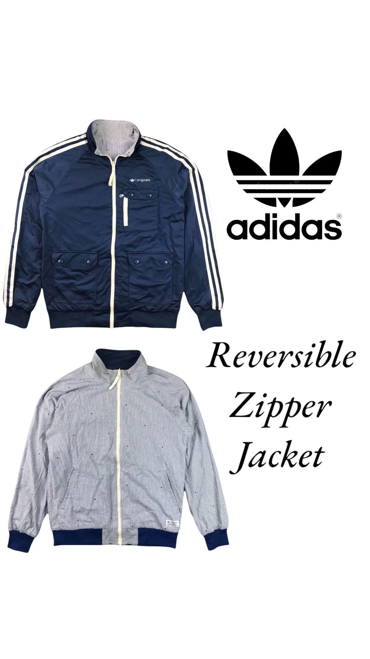 Adidas 🔥ADIDAS REVERSIBLE JACKET ZIPPER Size US M / EU 48-50 / 2 - 1 Thumbnail