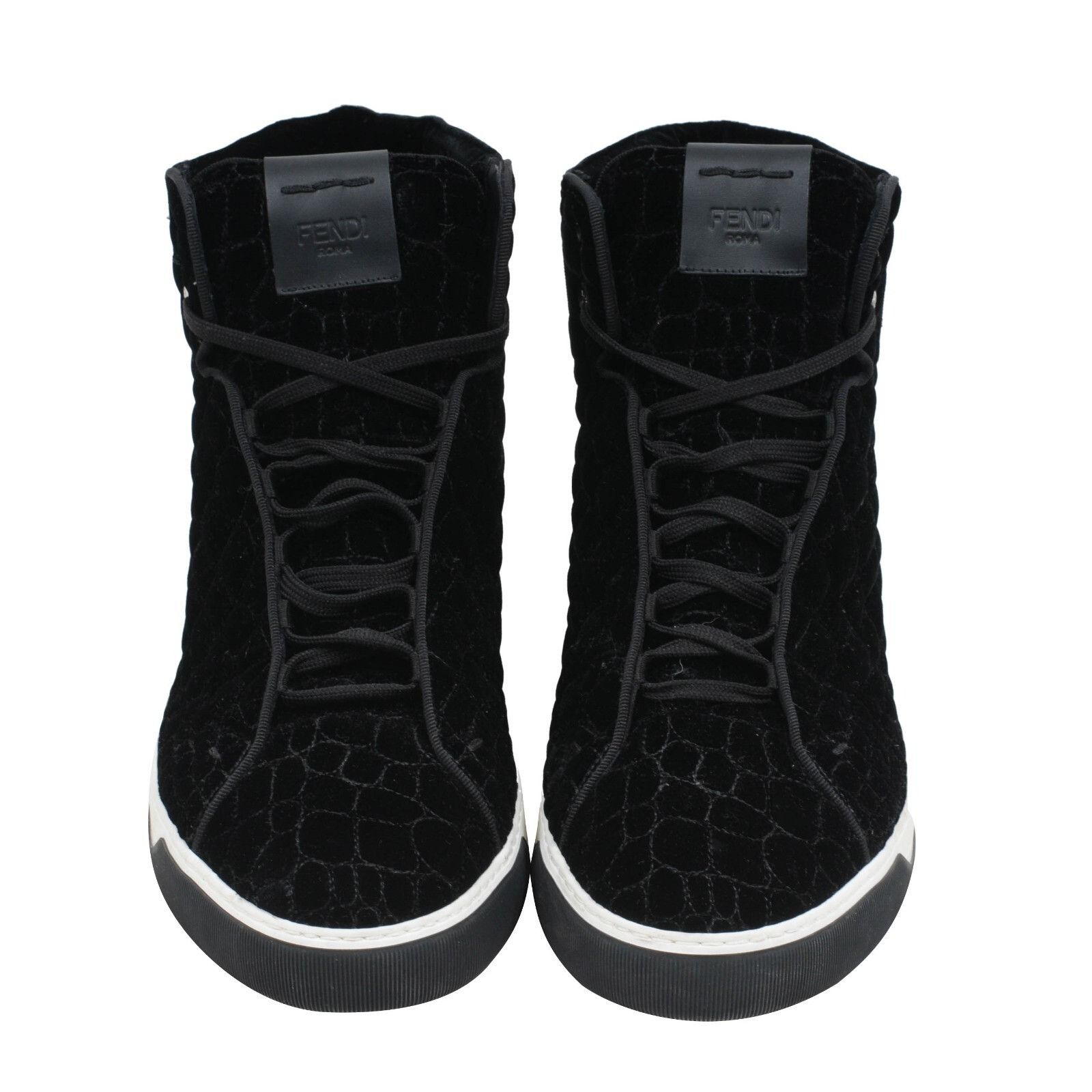 Fendi High Top Sneaker Black Velour Croc Stamped Ru Size US 12 / EU 45 - 2 Thumbnail