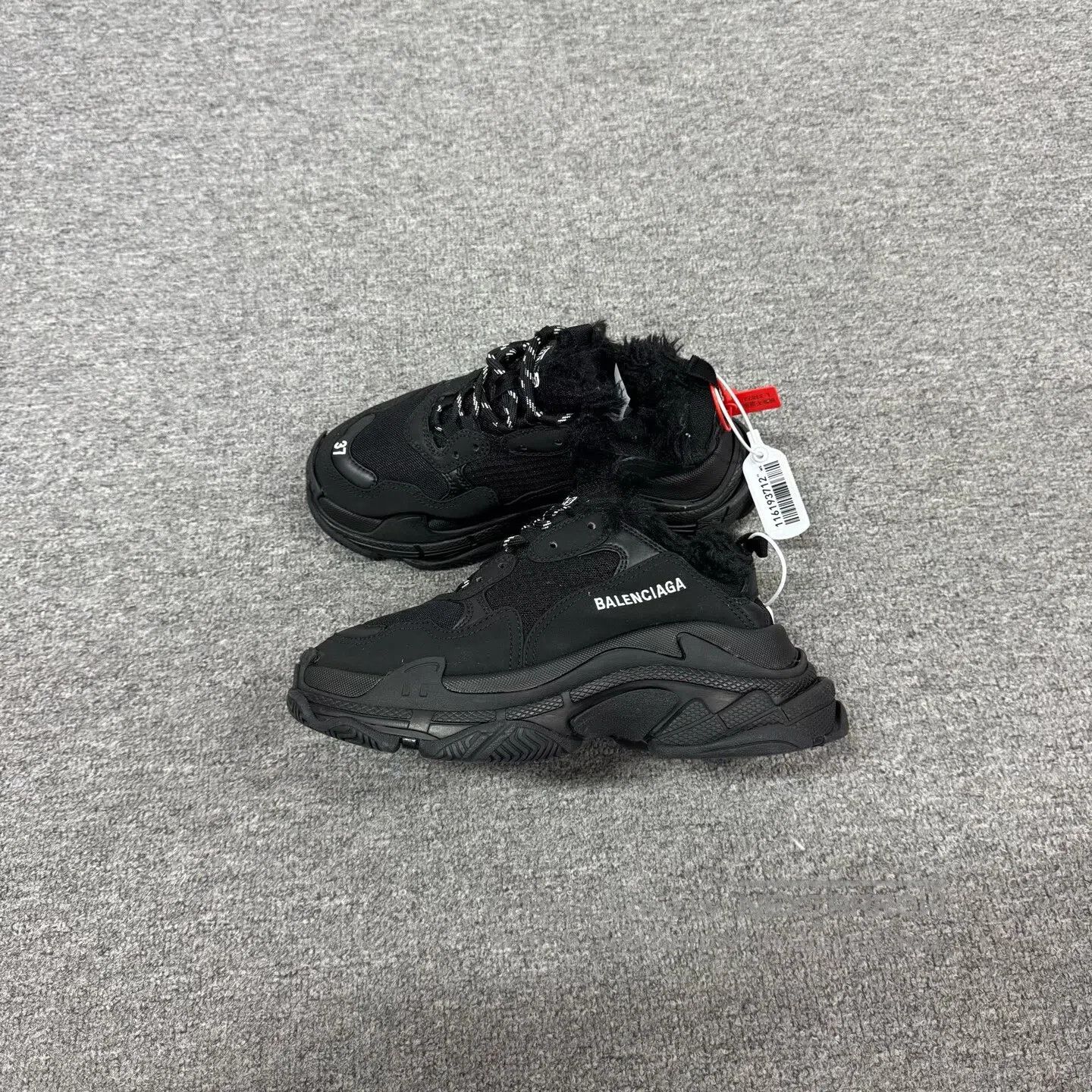 Balenciaga Balenciaga Triple S – All-black, velvety texture; dad shoe Size US 6.5 / IT 36.5 - 1 Thumbnail