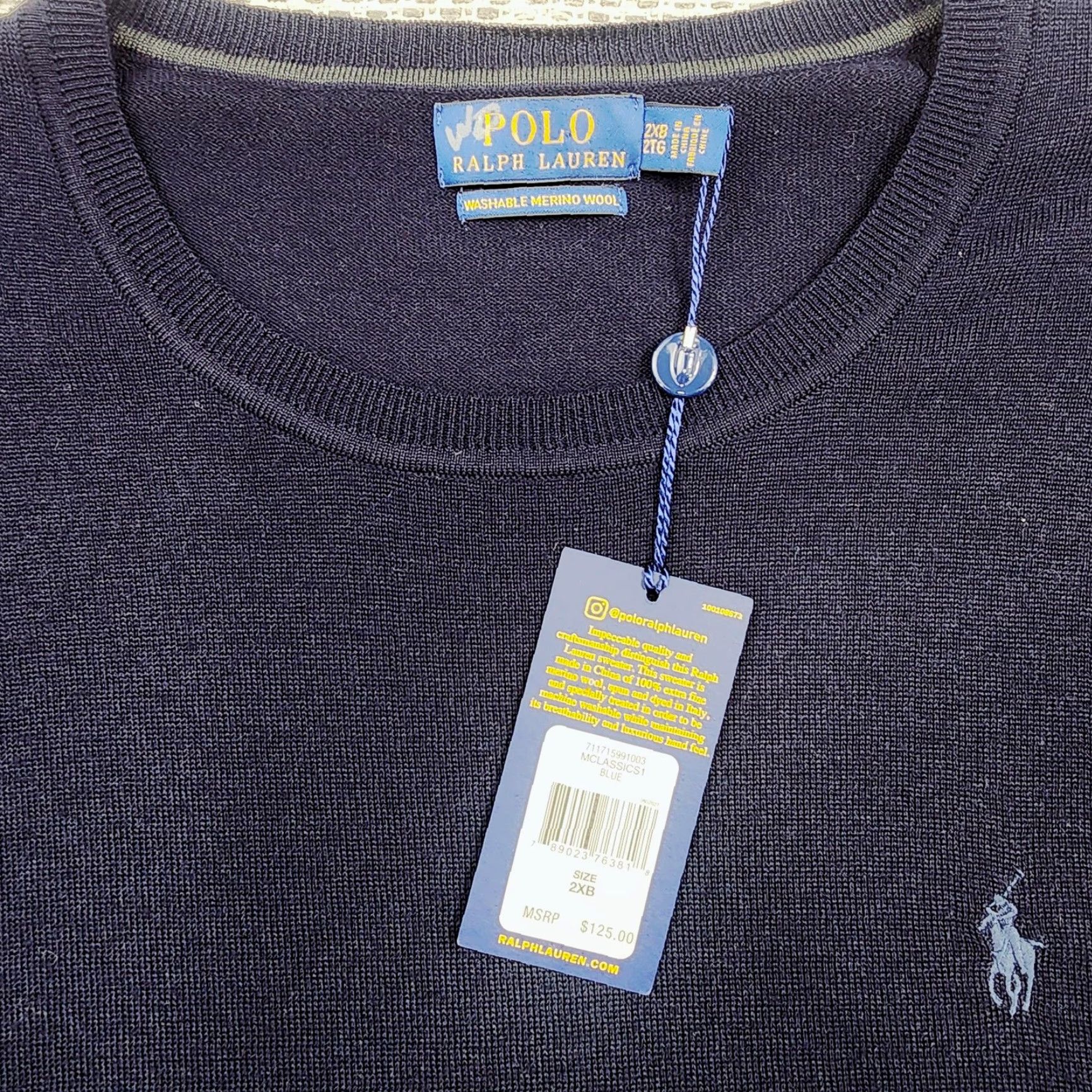 Polo Ralph Lauren Polo Ralph Lauren Sweater Mens 2XB Wool Crewneck Pullover NWT Blue Big & Tall Size US XXL / EU 58 / 5 - 7 Thumbnail