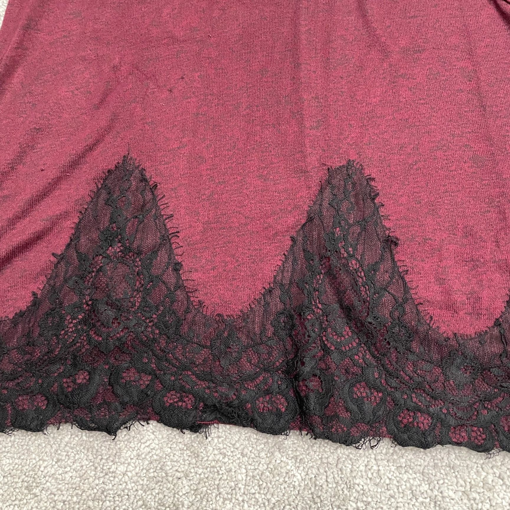 Vintage Lane Bryant Sweater Womens 18/20 Red Lace V-Neck Midweight Knit Pullover Size XXL / US 16-18 / IT 52-54 - 6 Thumbnail