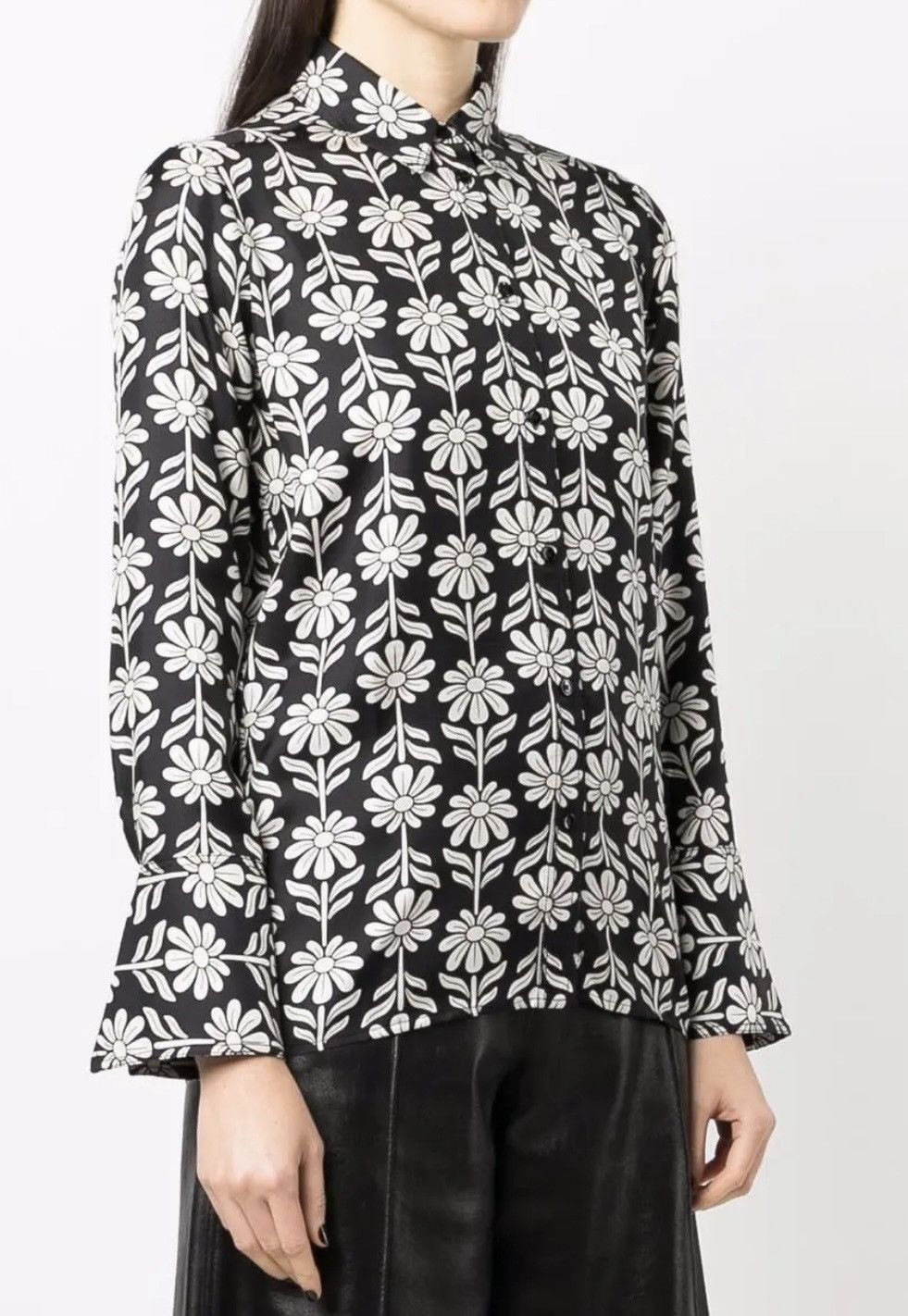 Sandro Sandro Harriet Floral Print Silk Button Up Shirt Blouse sz 1 Size S / US 4 / IT 40 - 1 Thumbnail