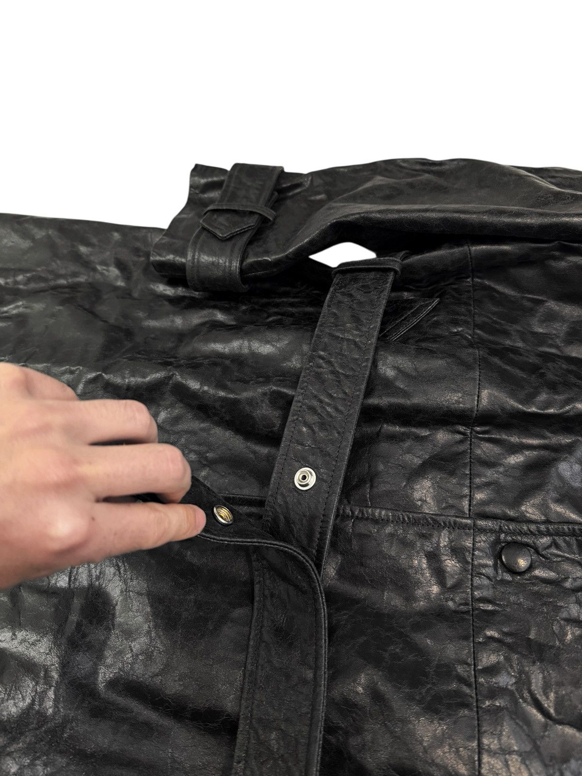 424 RARE 2024 Distressed Paper Effect Leather Trench Coat Size US M / EU 48-50 / 2 - 8 Thumbnail