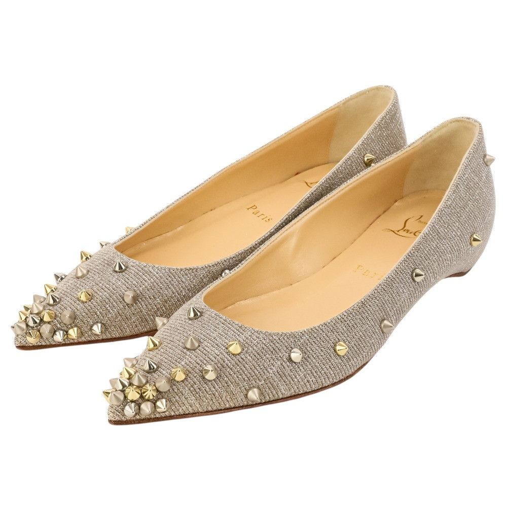 Christian Louboutin Christian Louboutin Christian Louboutin Studded Glitter Flats Textile Shoes DUTY FREE for USA Size ONE SIZE - 1 Thumbnail