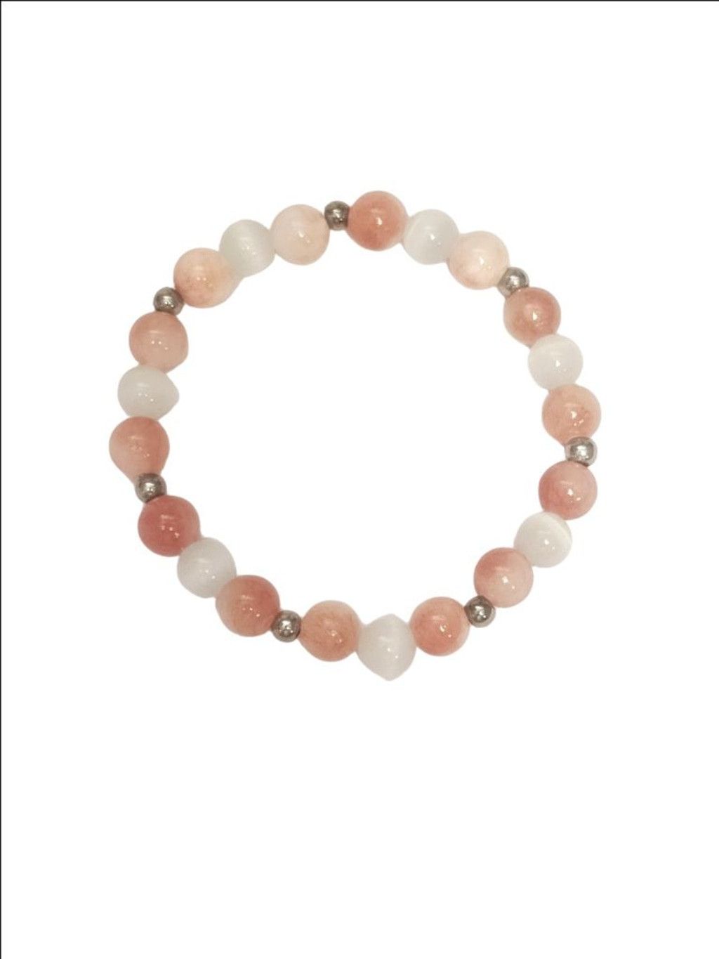 Handmade Natural Pink & White Persian Chalcedony & Selenite Gemstone Size ONE SIZE - 1 Thumbnail