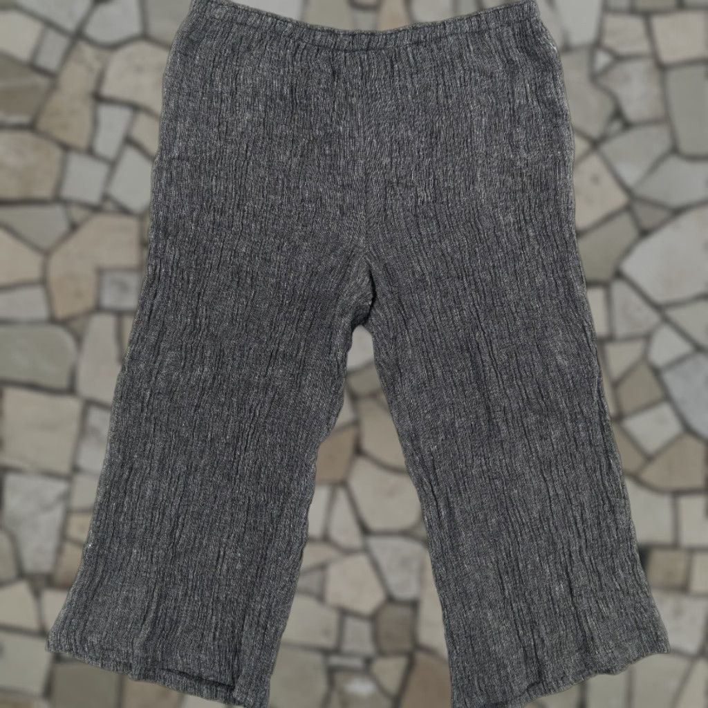 Vintage IC by Connie K Plus Size Textured Linen Twill Chino Pants Charcoal Women's 3X Size 40" / US 18 - 1 Thumbnail