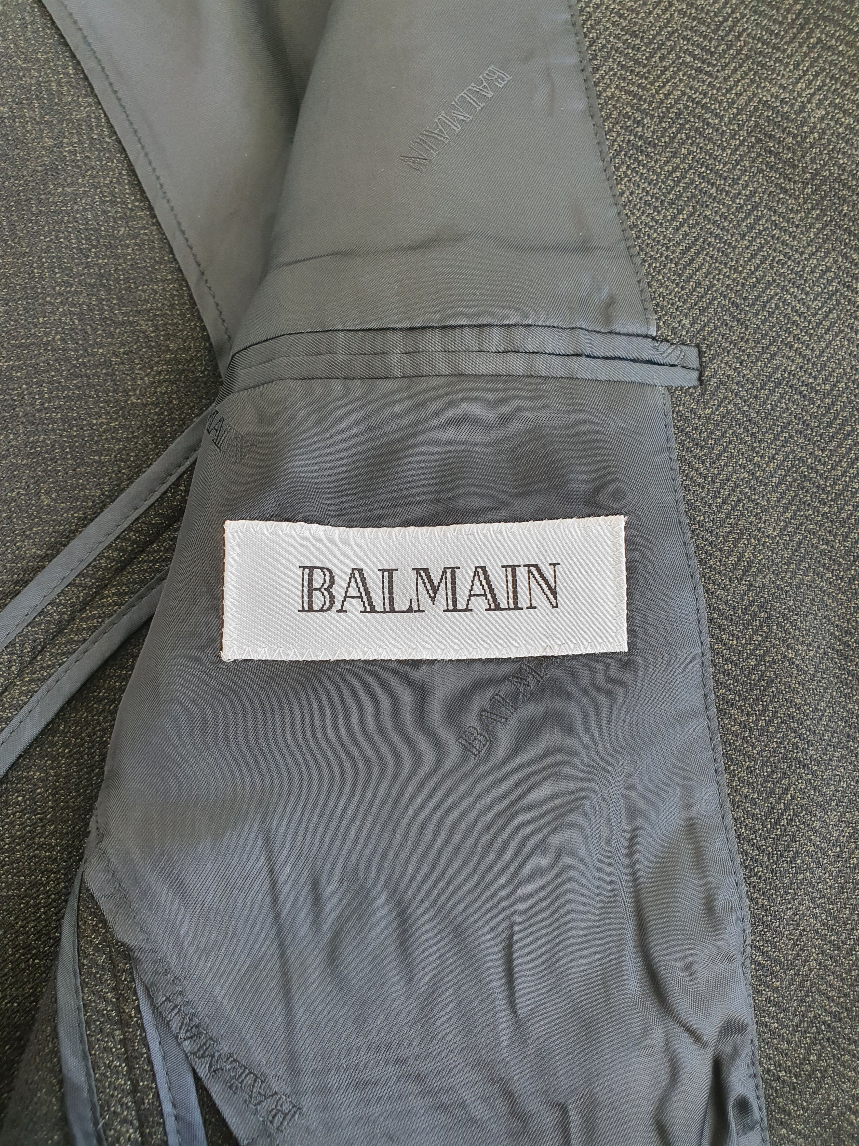 Balmain Blazer Sports Coat Suit Jacket - Vintage - Herrinbone Size 40R - 4 Thumbnail