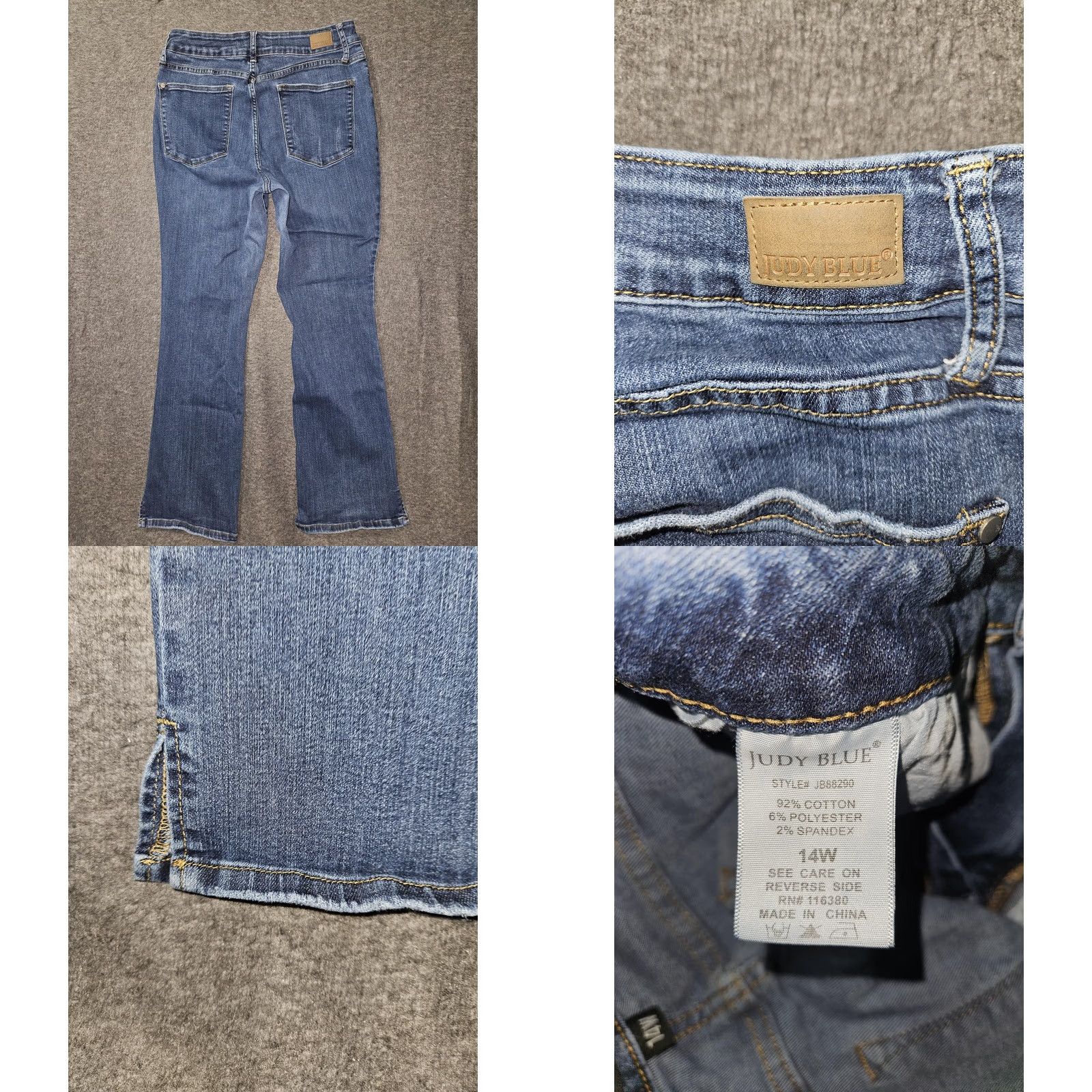 Denime Judy Blue Jeans Womens 14W Blue Distressed Bootcut Stretch Denim Mid Rise J88229 Jeans Women Distressed Pockets Logo Button Zip Fly Size 36" / US 14 / IT 50 - 8 Thumbnail