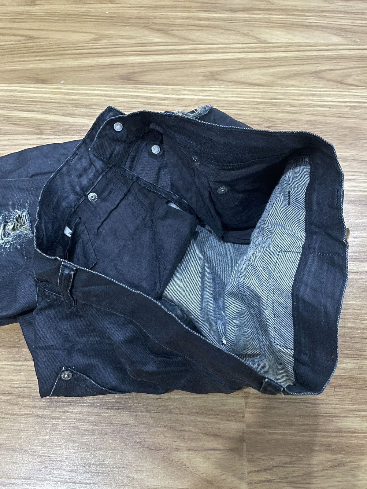Jil Sander Raf Simons era Jil Sander Waxed Distressed Denim Pant Size US 29 - 9 Thumbnail