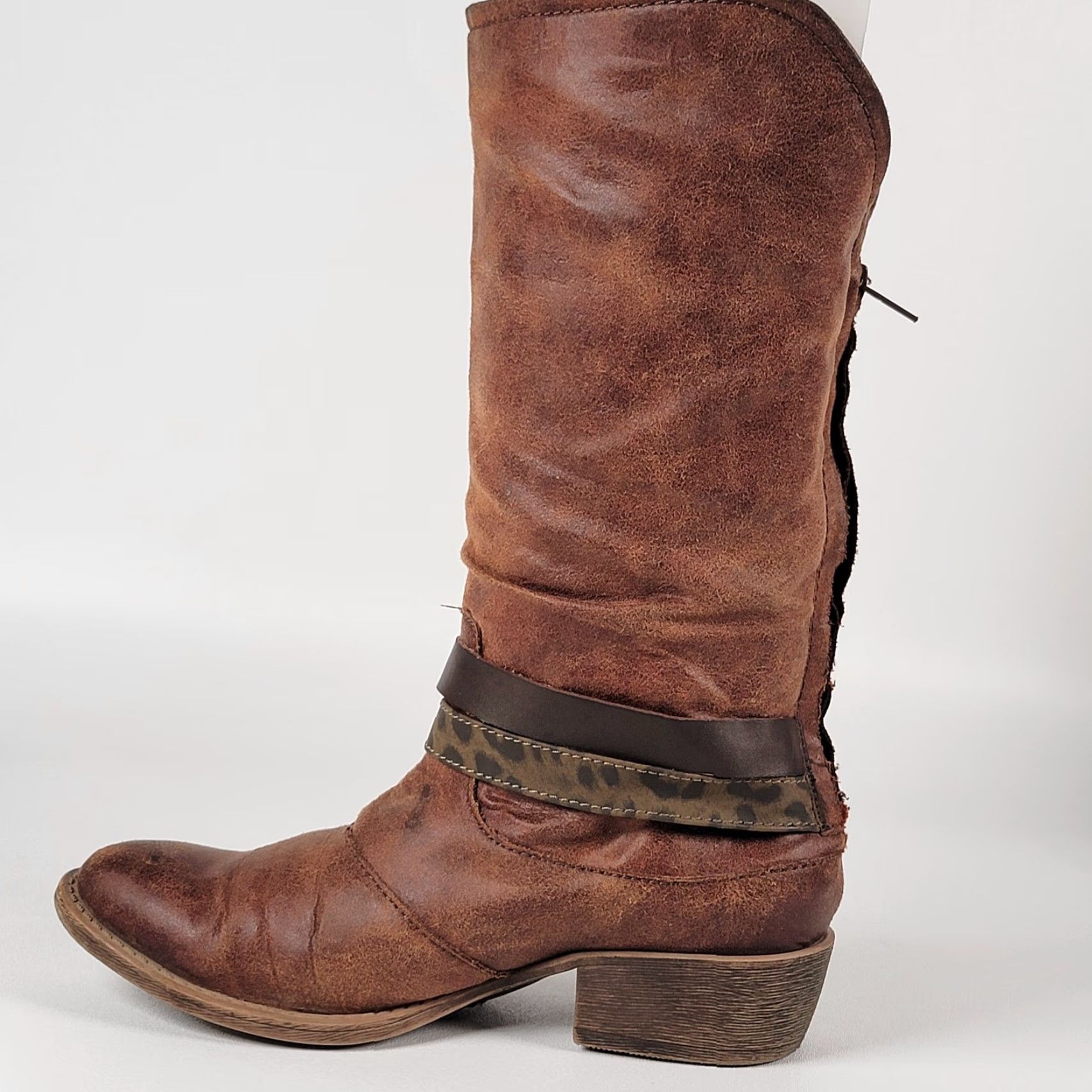 BKE BKE Sole Boots Women Riding Boot Brown FauxLeather Size 8.5 Ankle Zip Southwest Studded Round Toe Casual Size US 9 / IT 39 - 5 Thumbnail