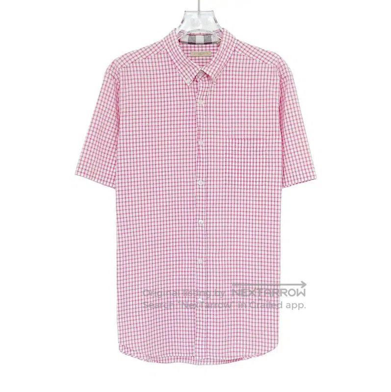 Burberry Burberry Pink Check Short Sleeve Shirt. Size L / US 10 / IT 46 - 1 Thumbnail