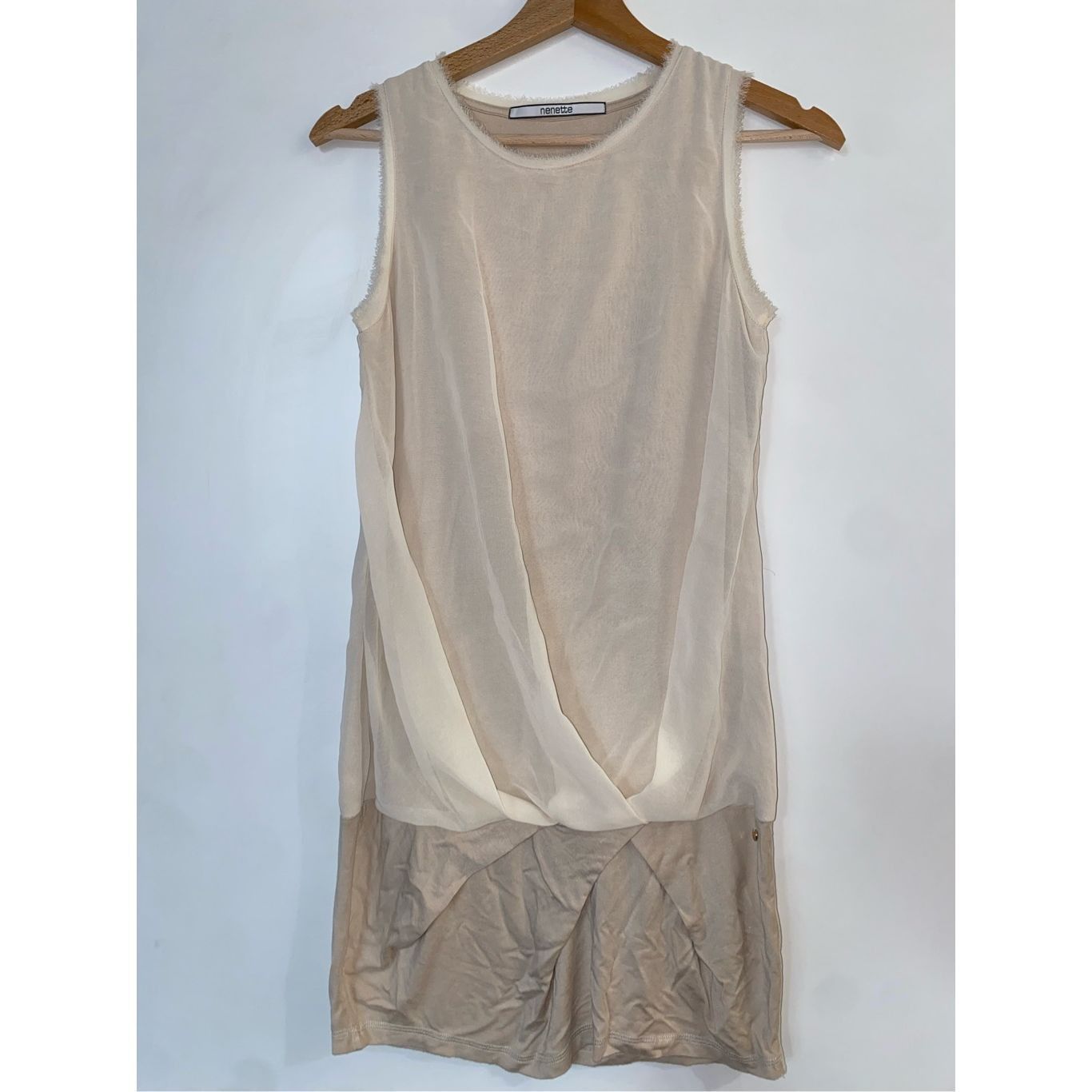 Arnette Nenette Italian Cream Beige Long Sleeveless Blouse, Size EU Size M / US 6-8 / IT 42-44 - 2 Thumbnail