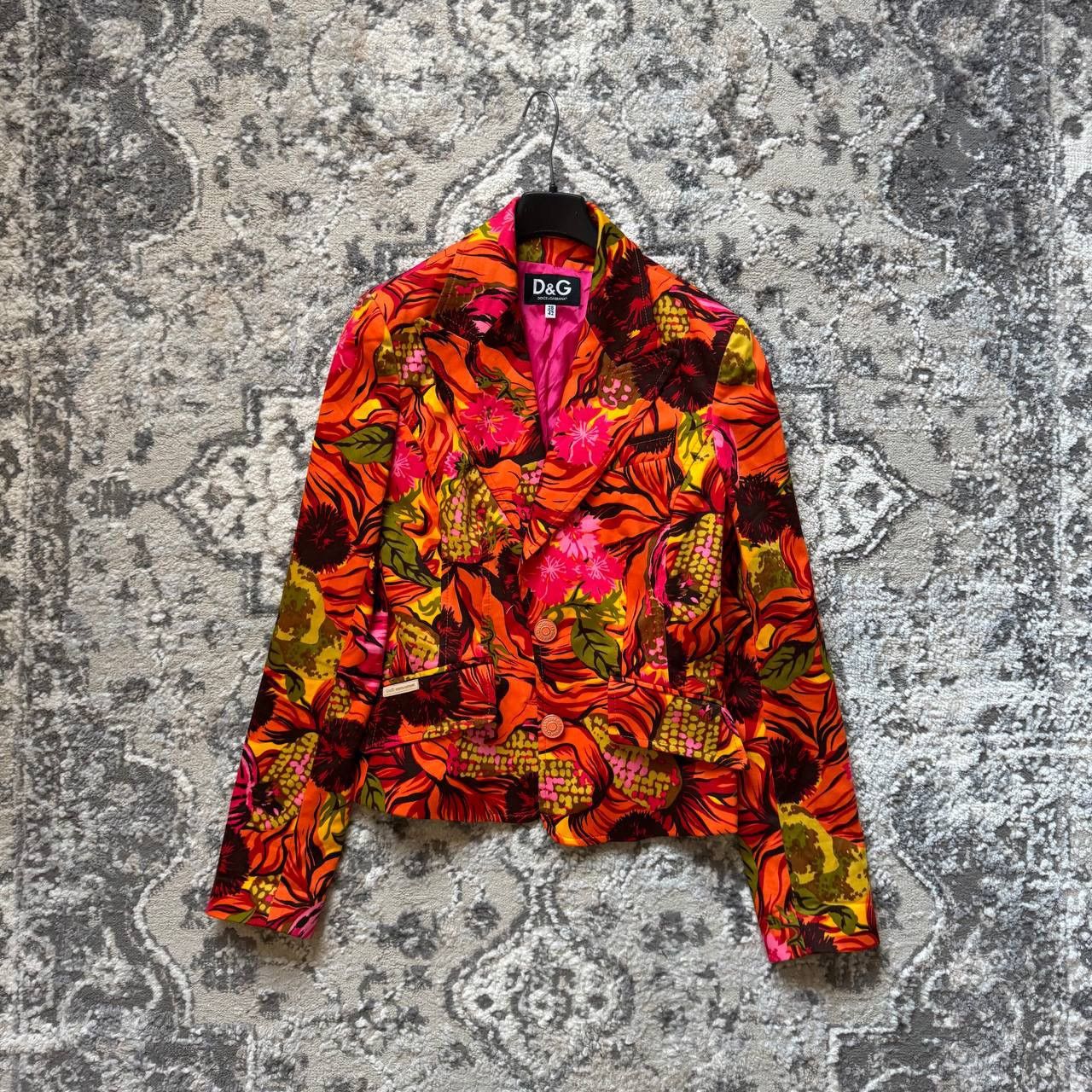 Dolce & Gabbana Dolce Gabbana Archive Neon Orange Pink Floral Blazer Jacket Size M / US 6-8 / IT 42-44 - 1 Thumbnail
