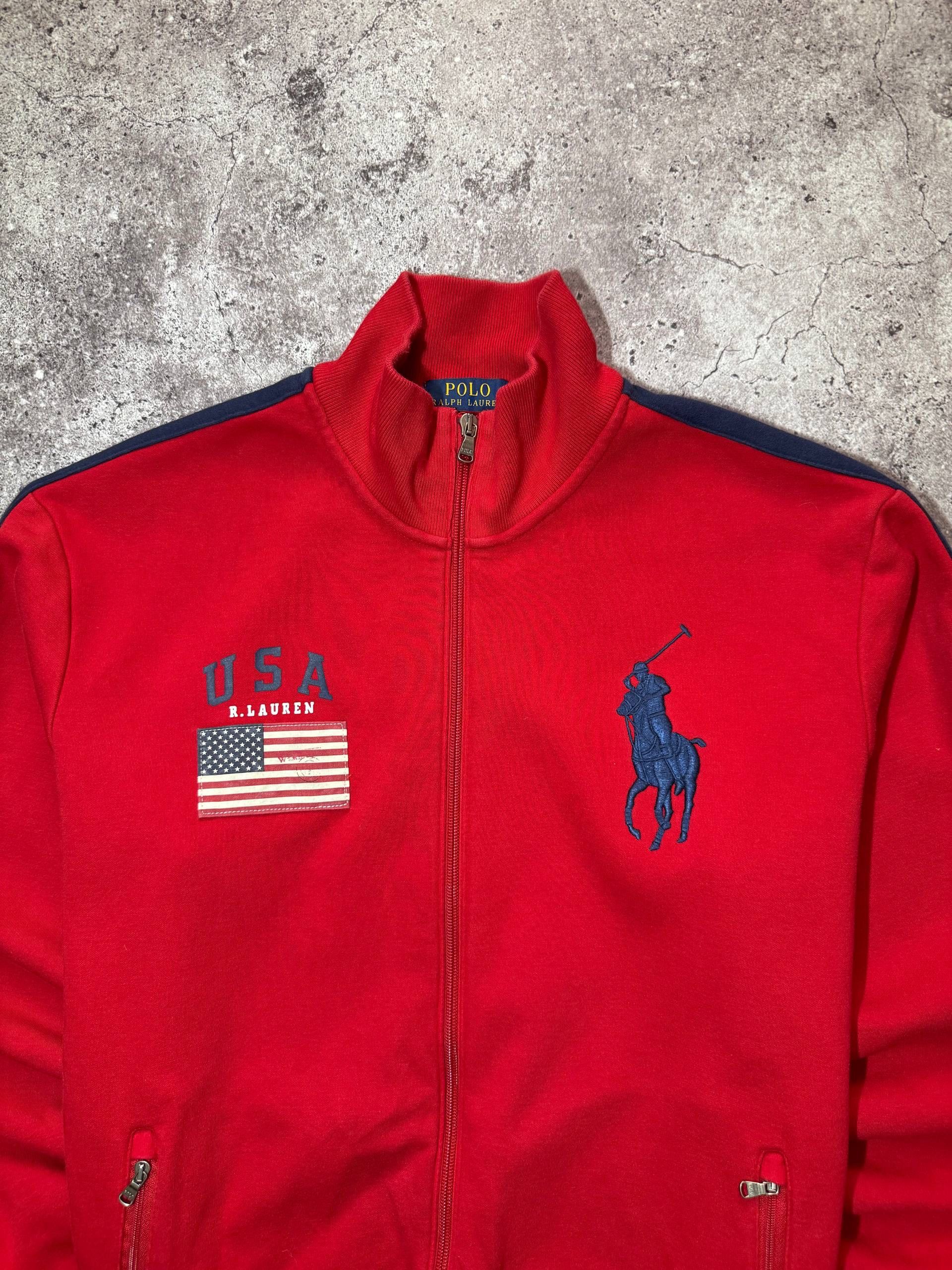 Polo Ralph Lauren Polo Ralph Lauren Vintage Red Zipped Sweatshirt USA Flag Size US L / EU 52-54 / 3 - 2 Thumbnail