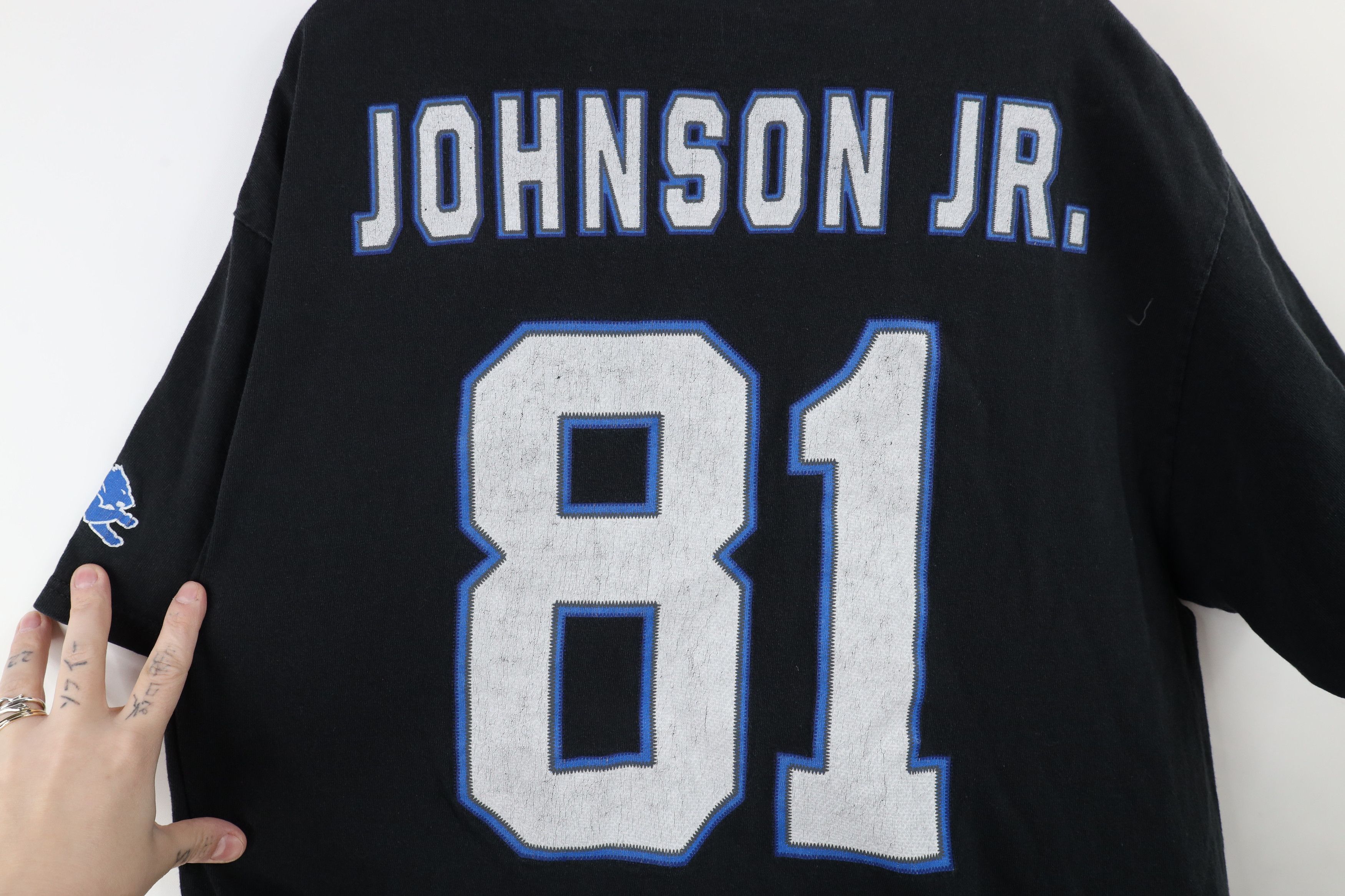 Vintage Vintage NFL Johnson Jr Detroit Lions Football Jersey T-Shirt Size US XL / EU 56 / 4 - 11 Thumbnail