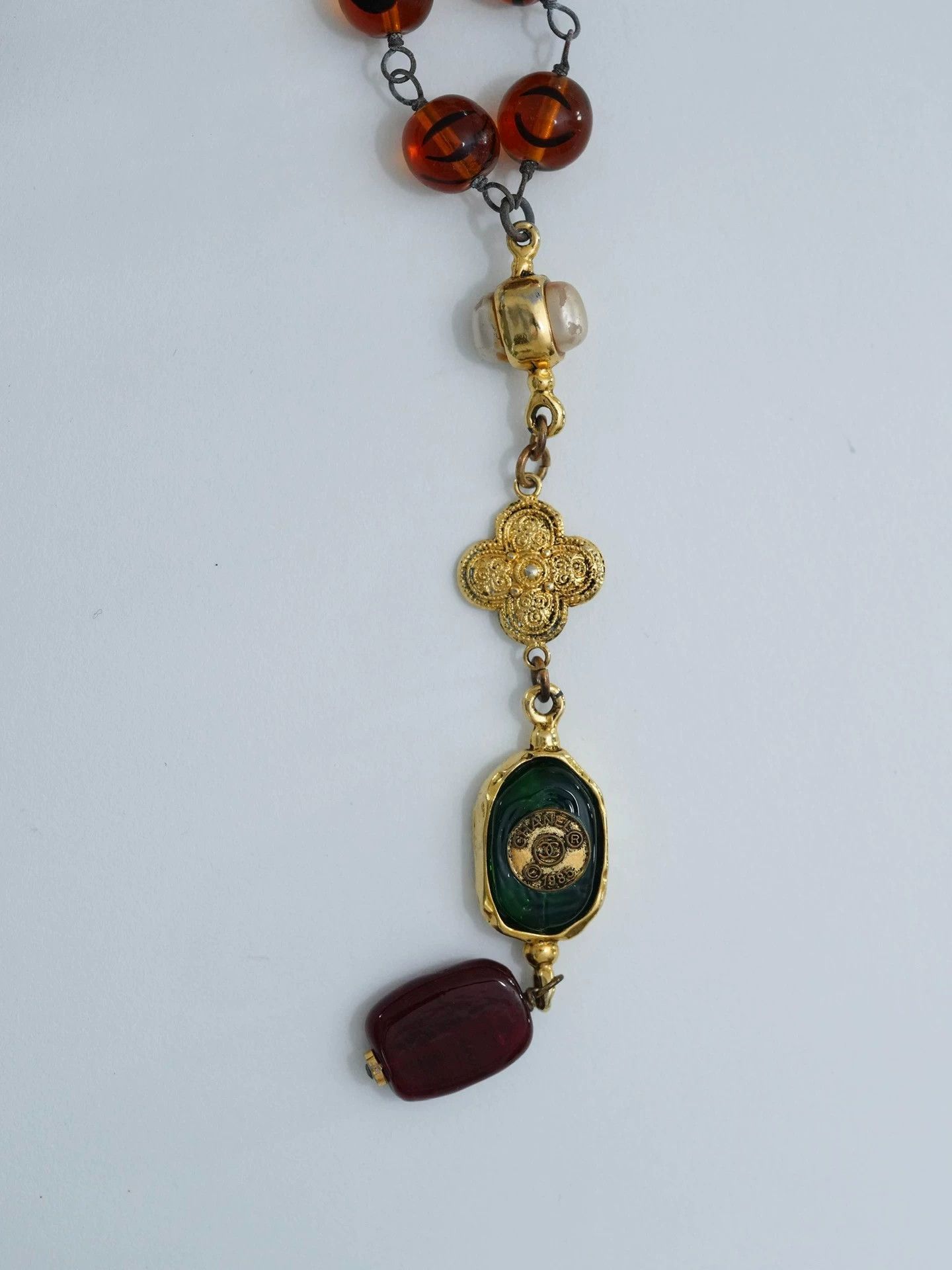 Chanel Chanel 1985 Vtg Goossens Amber Red-Green Glass Pendant Size ONE SIZE - 3 Thumbnail
