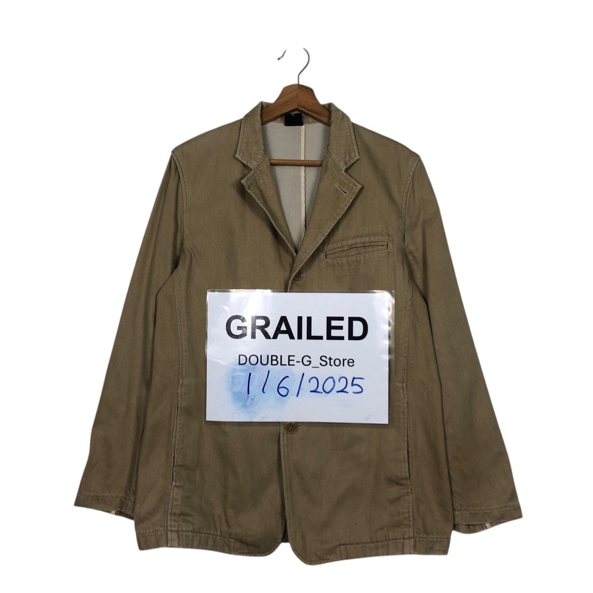 Japanese Brand SHIPS Japan Washed Cotton Work Blazer in Olive Issey Miyake Size US M / EU 48-50 / 2 - 1 Thumbnail