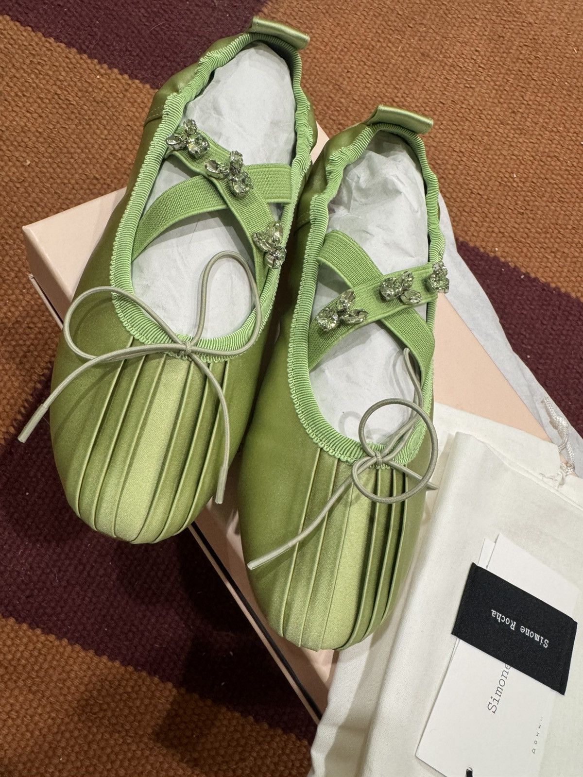 Simone Rocha SIMINE ROCHA GRIP EMBELLISHED SATIN BALLET FLATS Size US 6 / IT 36 - 2 Thumbnail