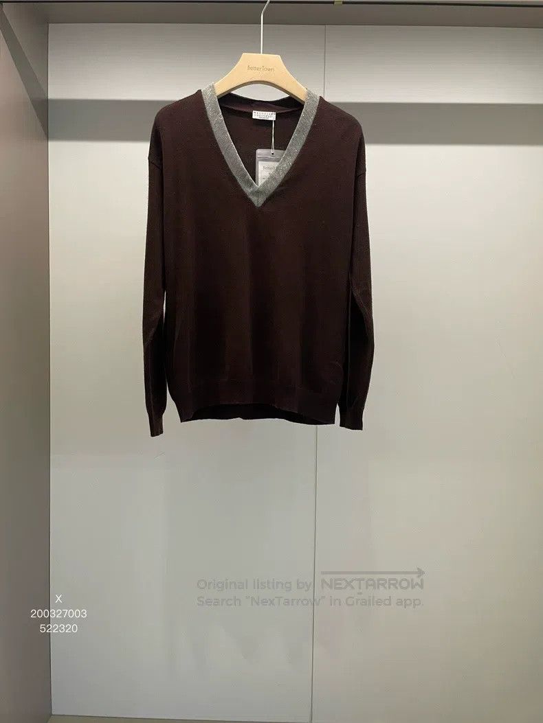 Brunello Cucinelli Brunello Cucinelli Burgundy Cashmere Beaded Sweater Size S / US 4 / IT 40 - 1 Thumbnail