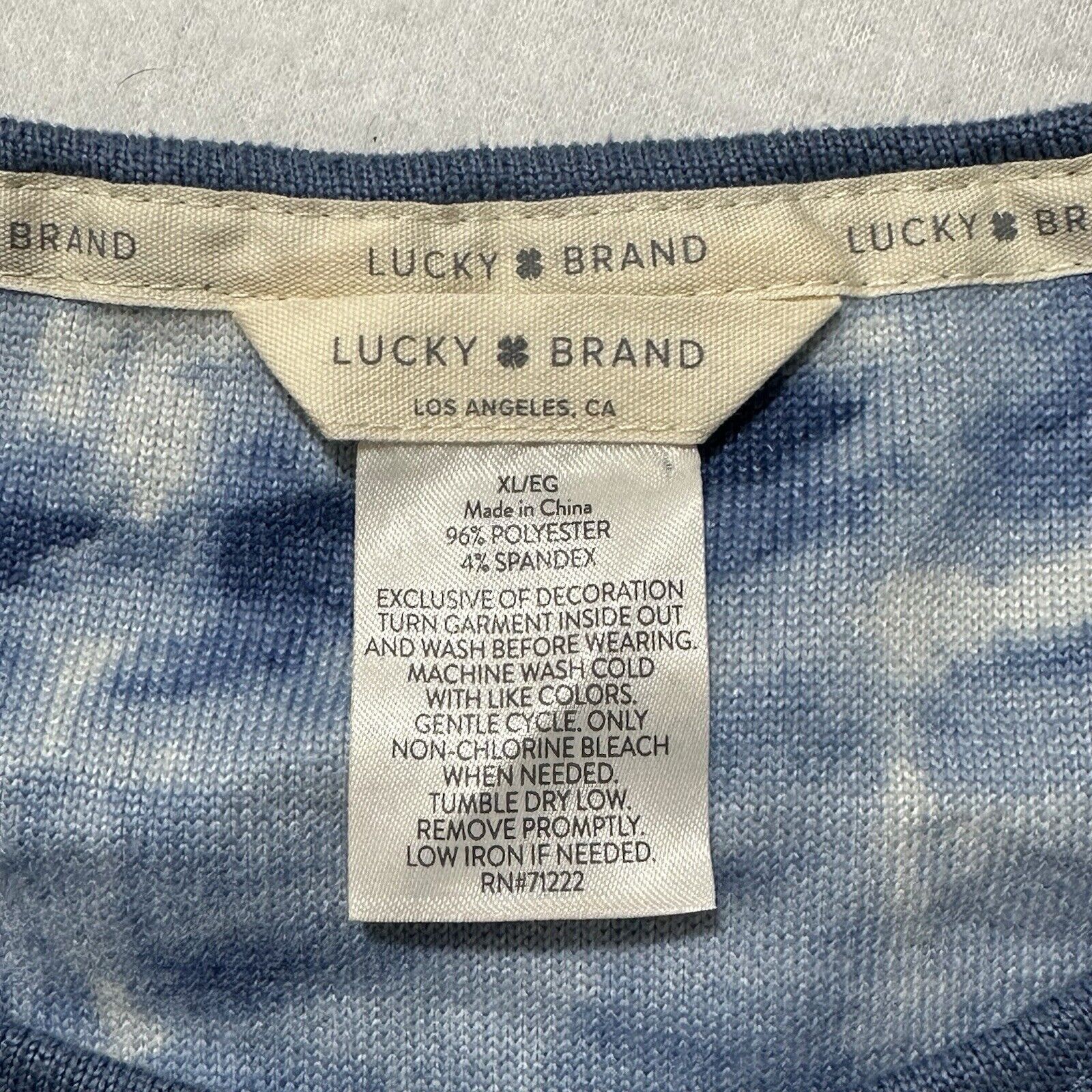 Lucky Brand Lucky Brand XL Blue Pajama Top Short Sleeve Tie-Dye T Shirt Size XL / US 12-14 / IT 48-50 - 3 Thumbnail