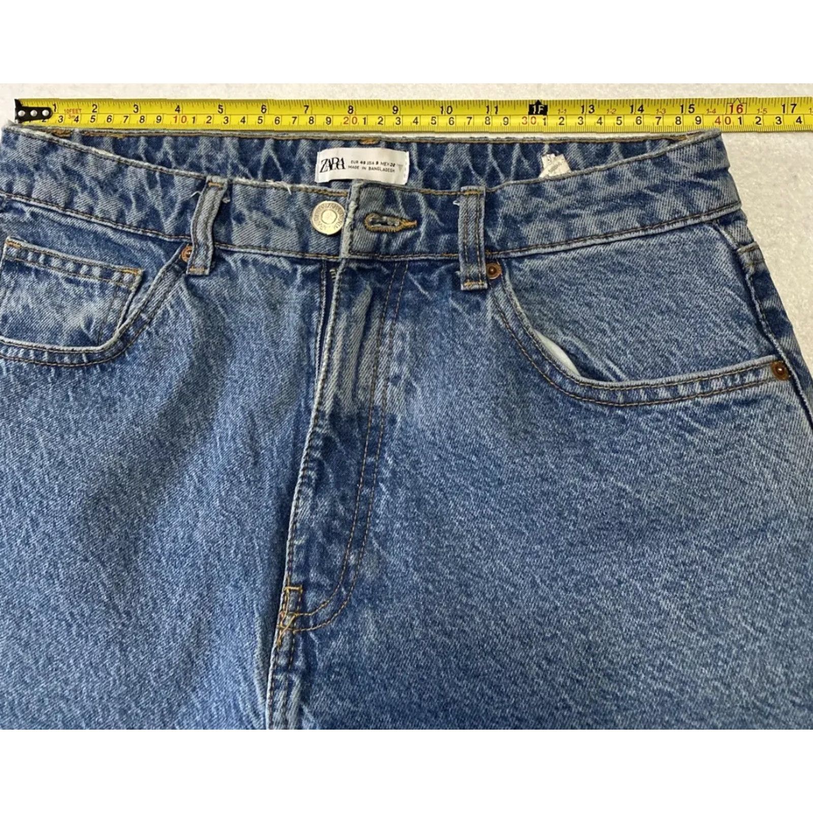 Zara Zara Jeans Women’s 8 US Denim Blue Medium Wash Button Closure High Rise Straight Inseam 26.5 in Pockets Size 30" / US 8 / IT 44 - 5 Thumbnail