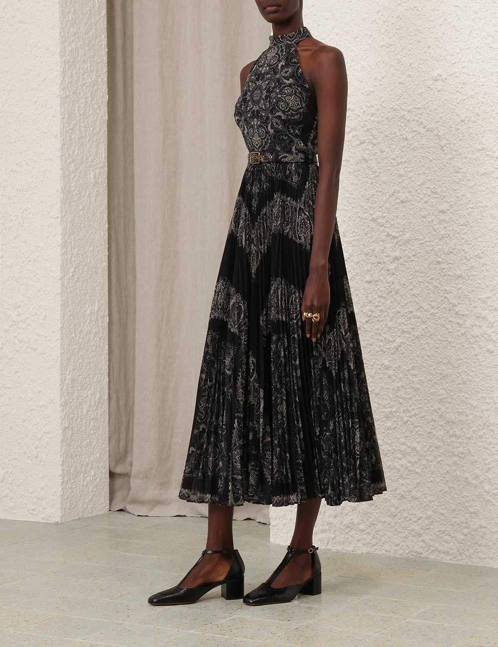 Zimmermann oc11z0825 Sunray Halter Picnic Dress in Black/White Size L / US 10 / IT 46 - 3 Thumbnail