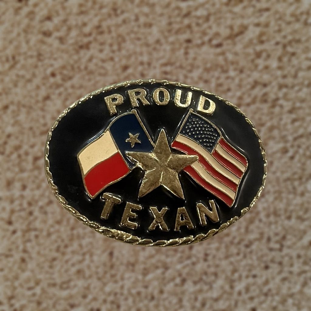 Vintage VINTAGE Proud Texan Texas W USA Heavy Brass Enamel Belt Buckle Made in USA Belt Buckle Size ONE SIZE - 1 Thumbnail