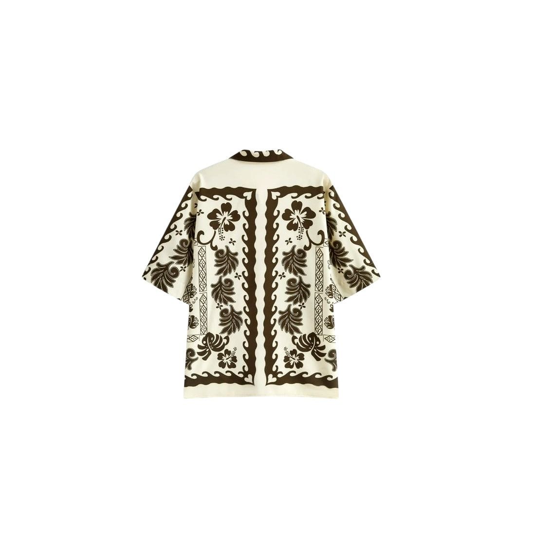 Other Commense Brown Tropical Plant Print Vacation Wrap Skirt Set Size 27" / US 4 / IT 40 - 3 Thumbnail