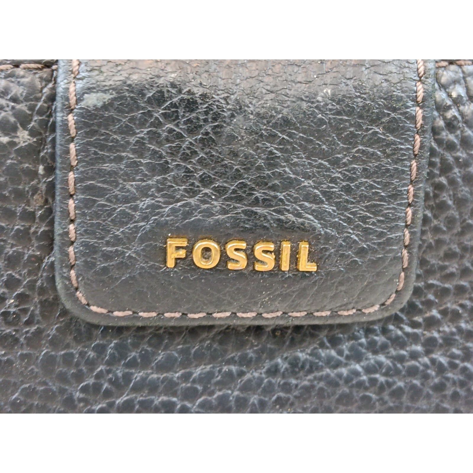 Fossil FOSSIL Wallet Zip-Around Black Pebble Leather L Wallet Wristlet Clutch ID Window Card Slots Retractable Strap Gold-Tone Hardware Women Size ONE SIZE - 6 Thumbnail