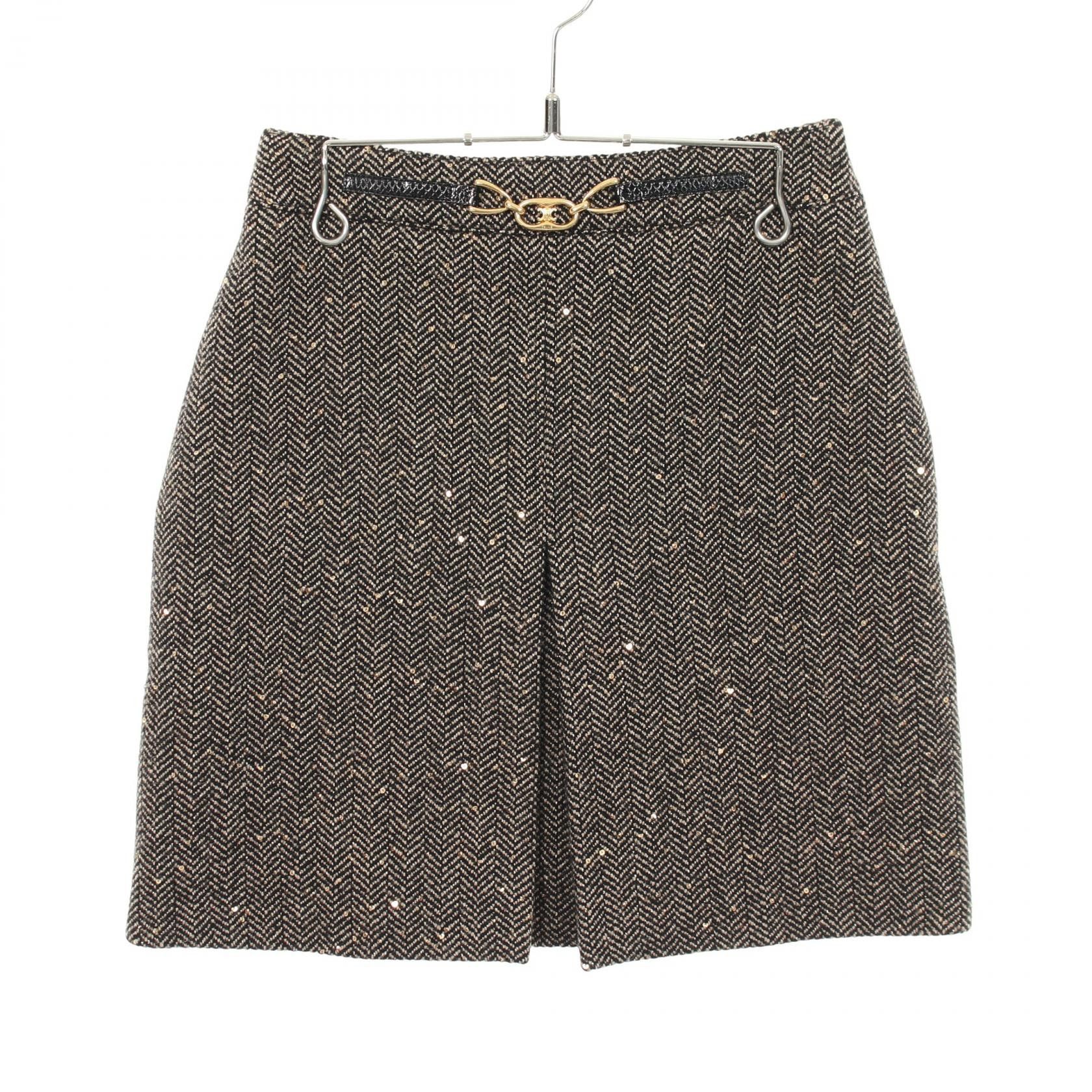 Celine Celine CELINE Herringbone Wool Skirt Textile Skirts 2J121235G DUTY FREE for USA Size ONE SIZE - 1 Thumbnail