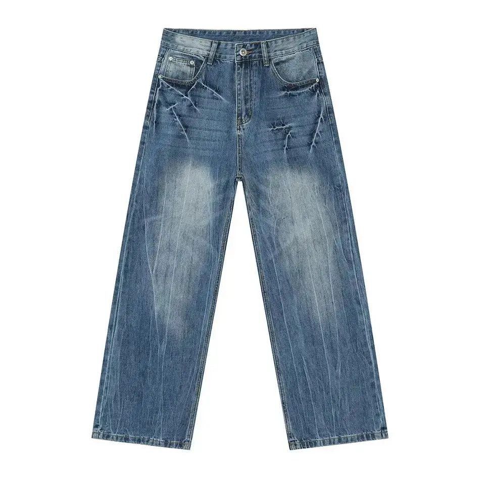 Japanese Brand Retro loose straight tube water pattern jeans Size US 32 / EU 48 - 3 Thumbnail