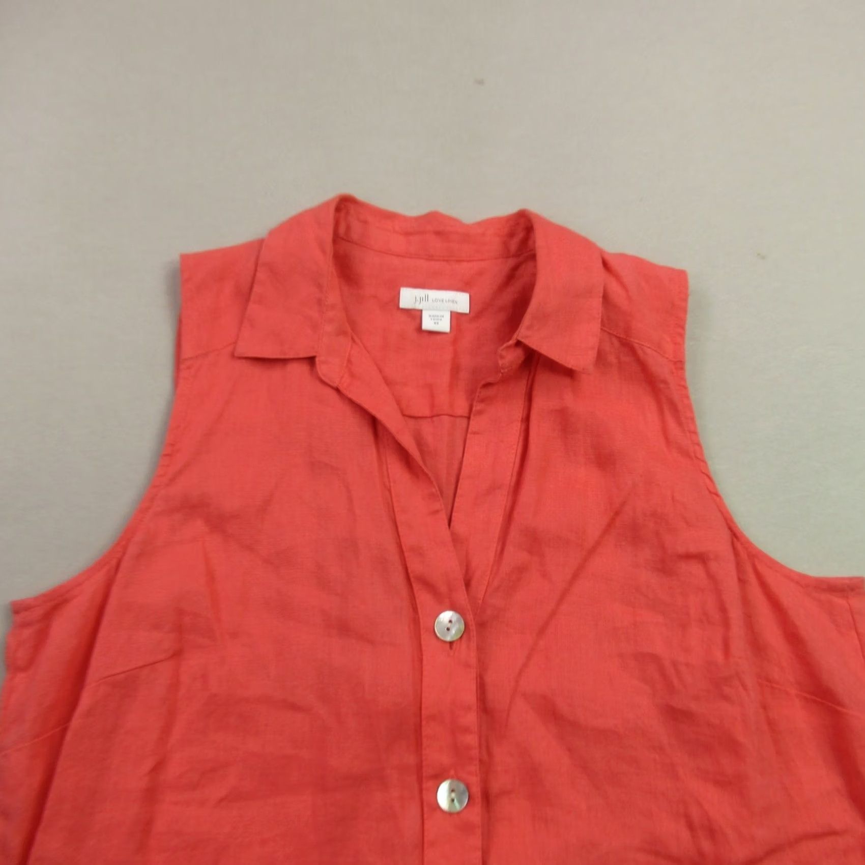 J. Jill J. Jill Shirt Womens XS Sleeveless Button Front Red Casual Lightweight Size XS / US 0-2 / IT 36-38 - 3 Thumbnail