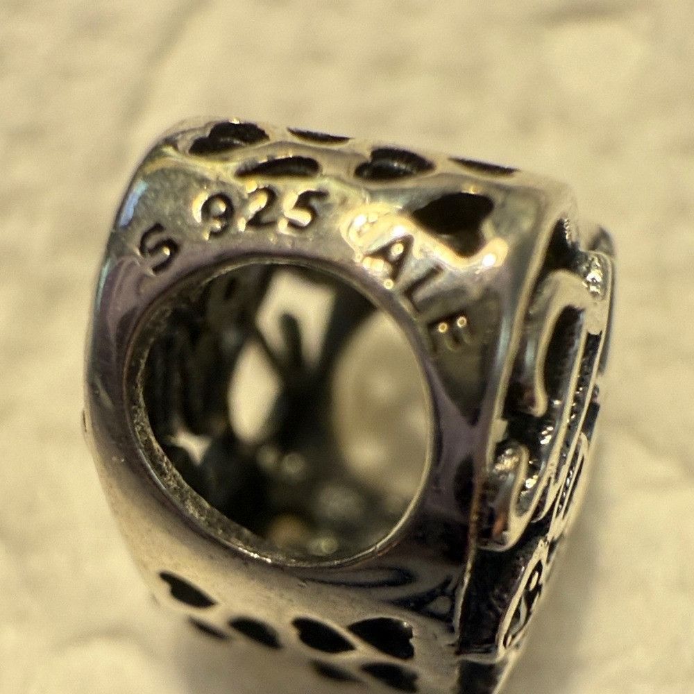 pandora Authentic Pandora Silver Heart 'Son' Mother Charm with Cryst Size ONE SIZE - 5 Thumbnail