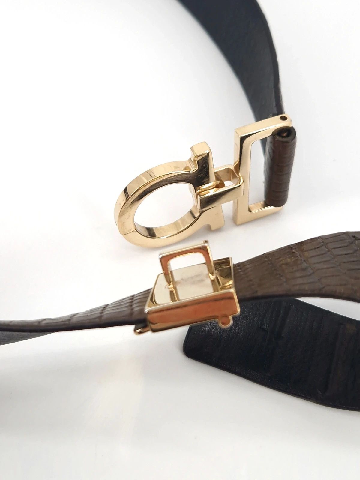 Salvatore Ferragamo Salvatore Ferragamo Green Embossed Leather Gancio Belt Size ONE SIZE - 4 Thumbnail