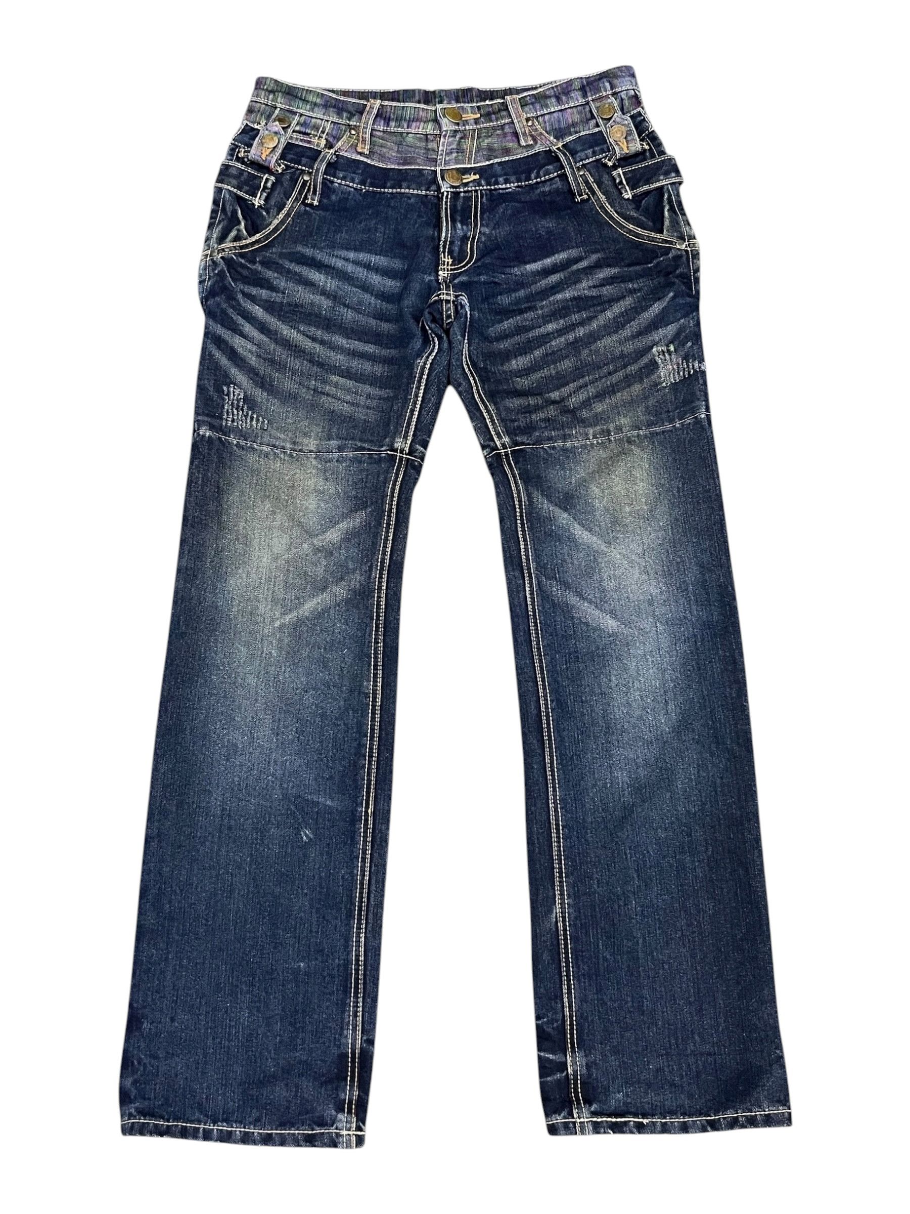 Real Japan Blues Gumu Int'l Grunge Hybrid Double Waist Jeans W31 Rare Size US 31 - 4 Thumbnail