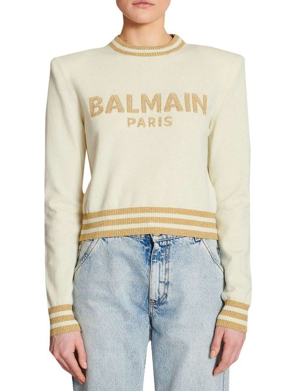 Balmain o1y0625 Sweater in Light Beige Size M / US 6-8 / IT 42-44 - 3 Thumbnail
