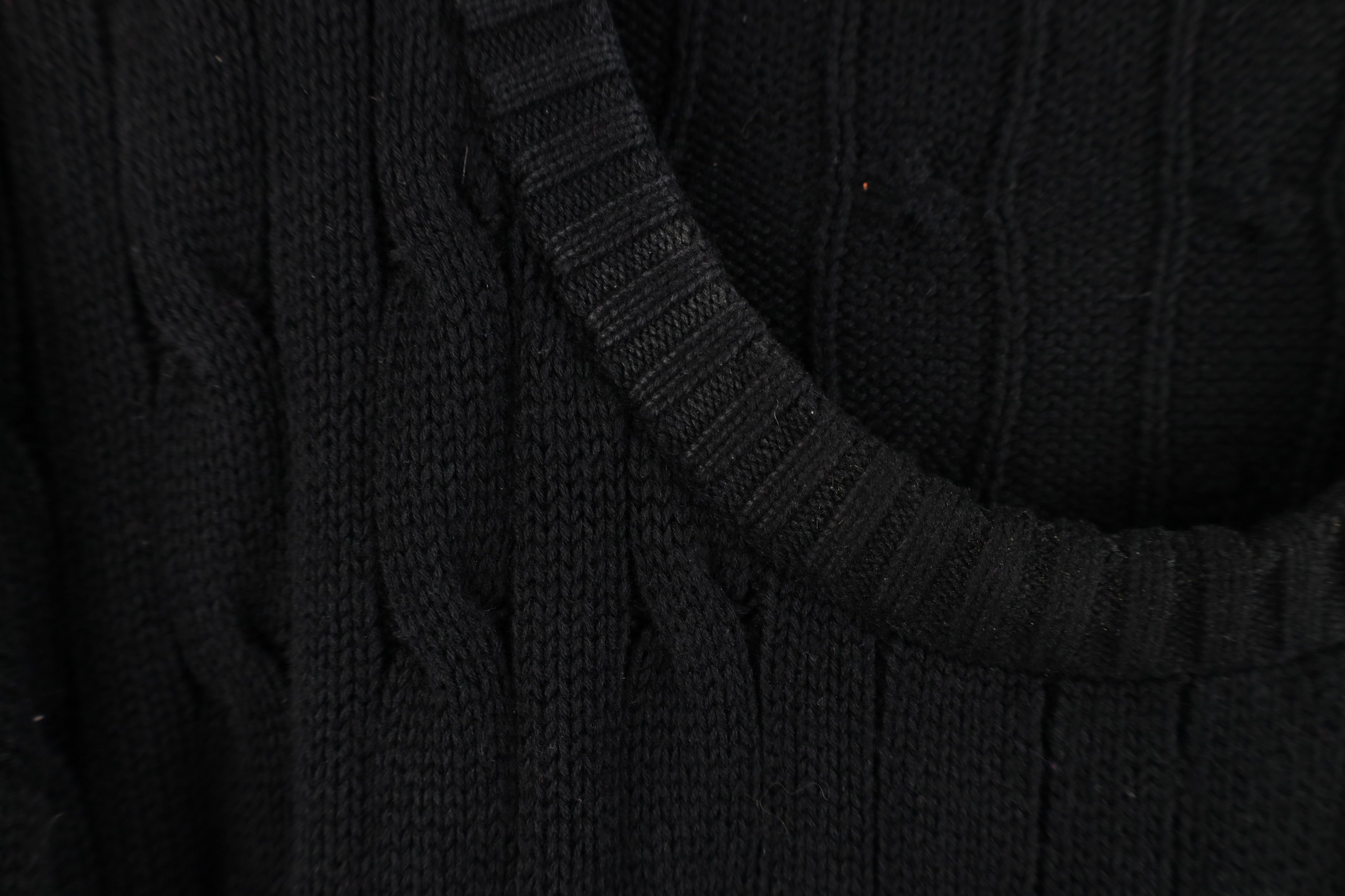 Vintage Vintage 90s Y2K Streetwear Cotton Cable Knit Sweater Black Size XXL / US 16-18 / IT 52-54 - 6 Thumbnail