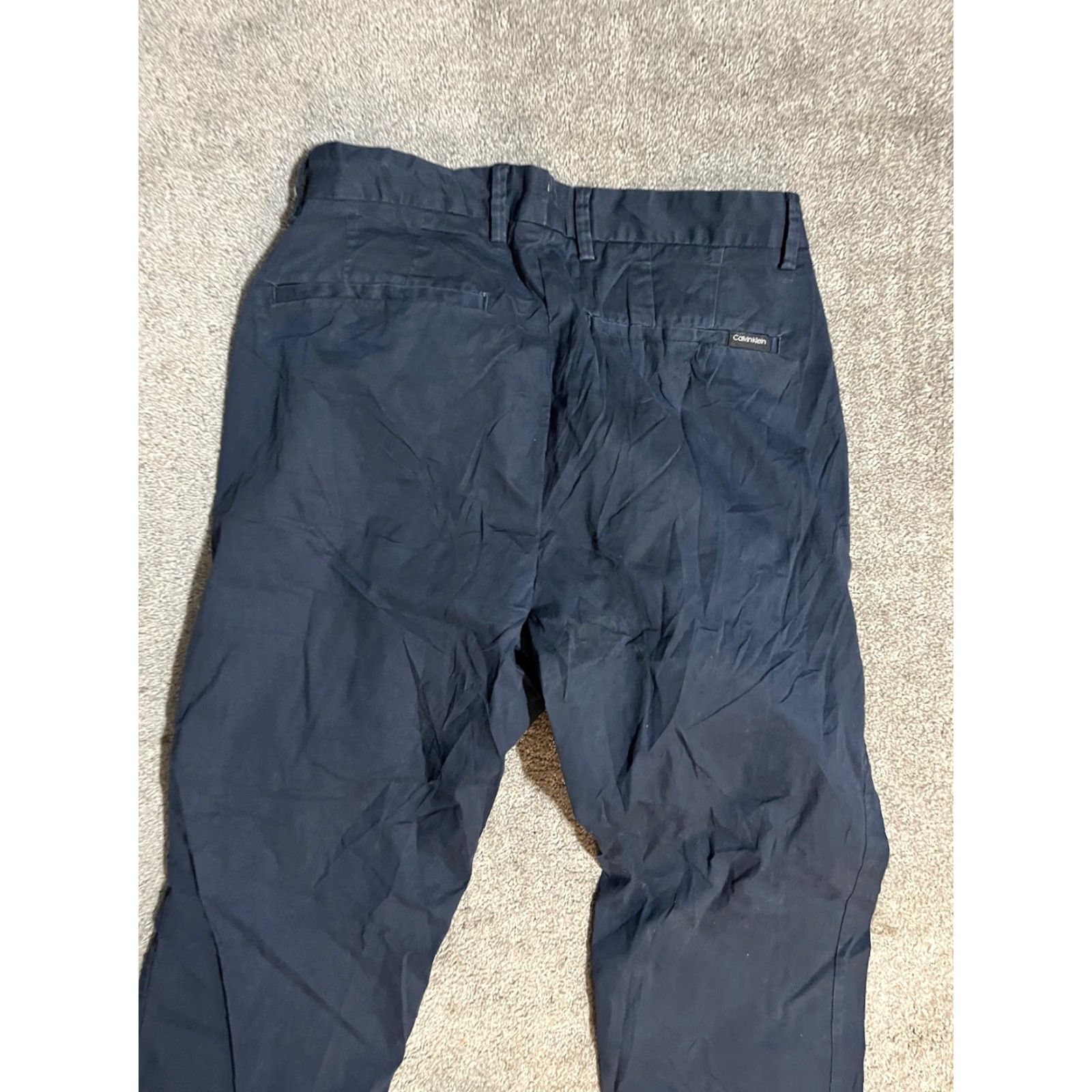 Calvin Klein Calvin Klein Men's Slim Chino Pants 32x30 Blue Navy Distres Stretch Flat Front Straight 30 In Inseam Regular Size 32 Size US 32 / EU 48 - 4 Thumbnail