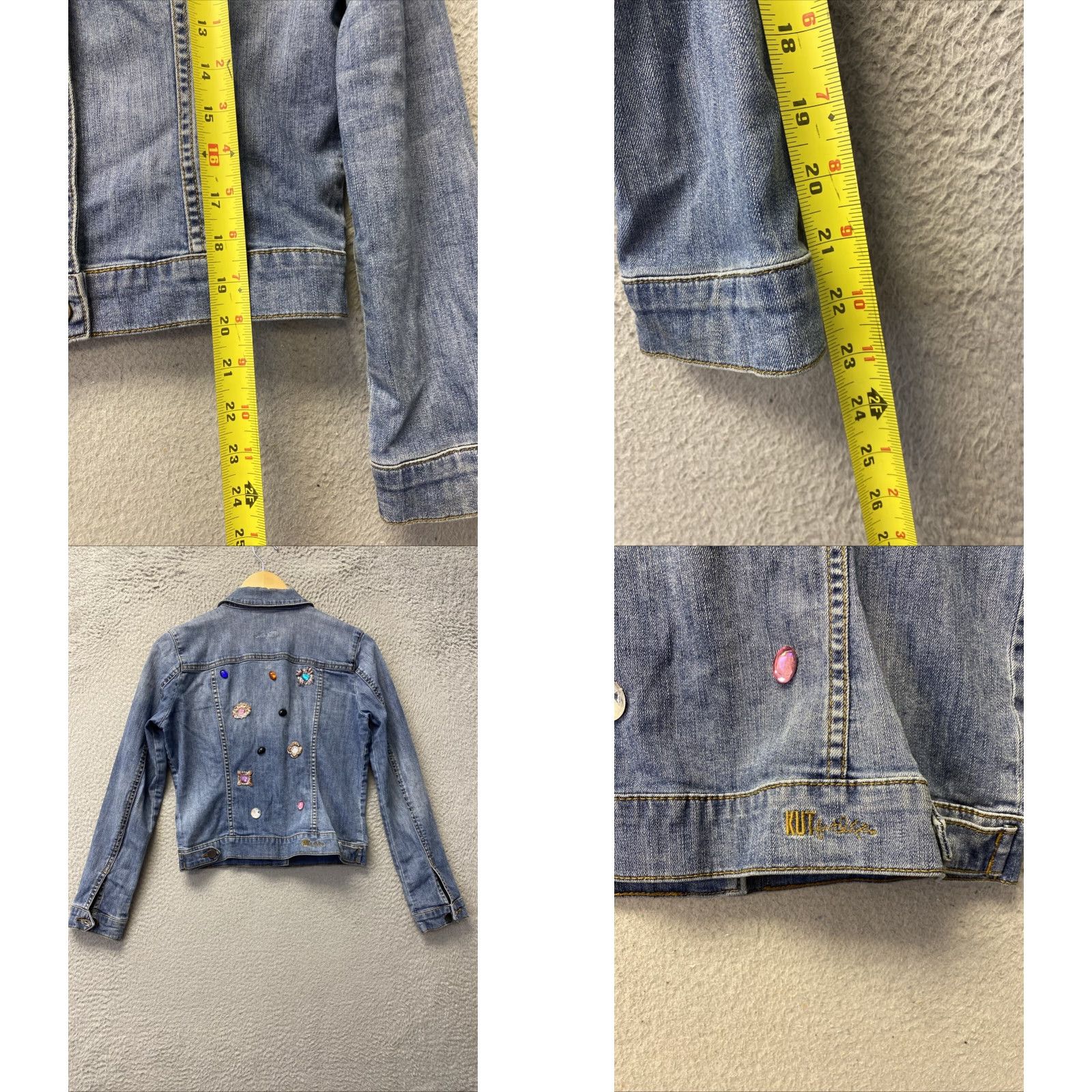 Vintage Kut From the Kloth Denim Jacket Women's Small Blue Trucker Stretch Slim /130-18 Size S / US 4 / IT 40 - 8 Thumbnail