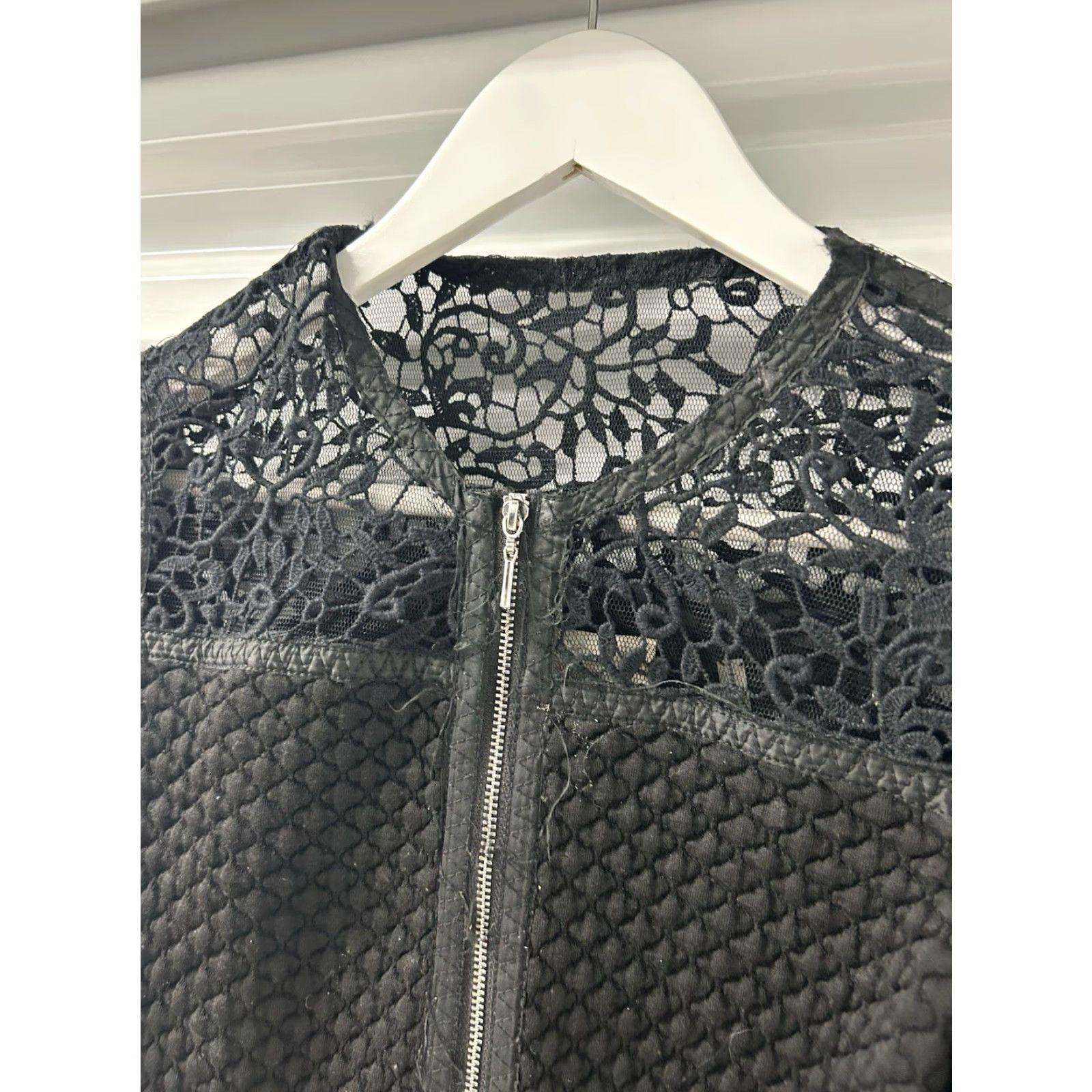 Rebecca Taylor Womens Rebecca Taylor Jacket Black Wool Tweed Quilted ZipUp Moto Size 2 Long Sleeve Pocketed Regular Fit Size XS / US 0-2 / IT 36-38 - 5 Thumbnail