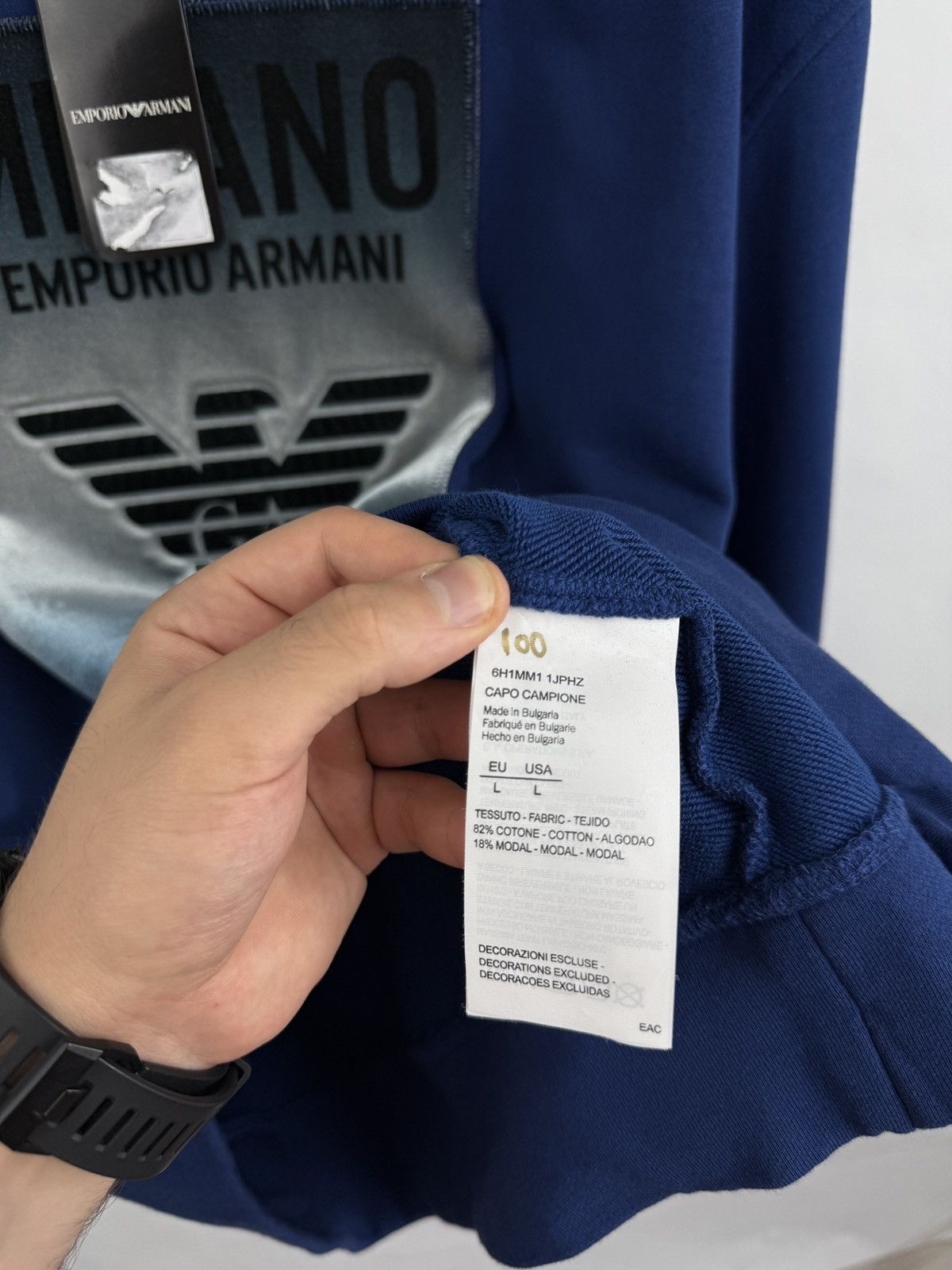 Emporio Armani 🇮🇹❗️New Emporio Armani Milano Luxury Hoodie Blue Size US L / EU 52-54 / 3 - 11 Thumbnail