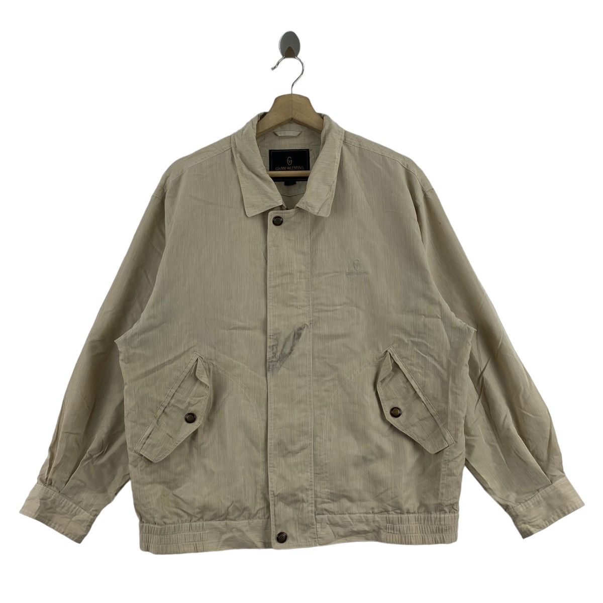 Vintage GIANNI VALENTINO ITALY Cream Bomber Jacket