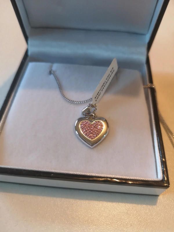 Designer KeepSafe pink silver heart necklace for her Size ONE SIZE - 3 Thumbnail